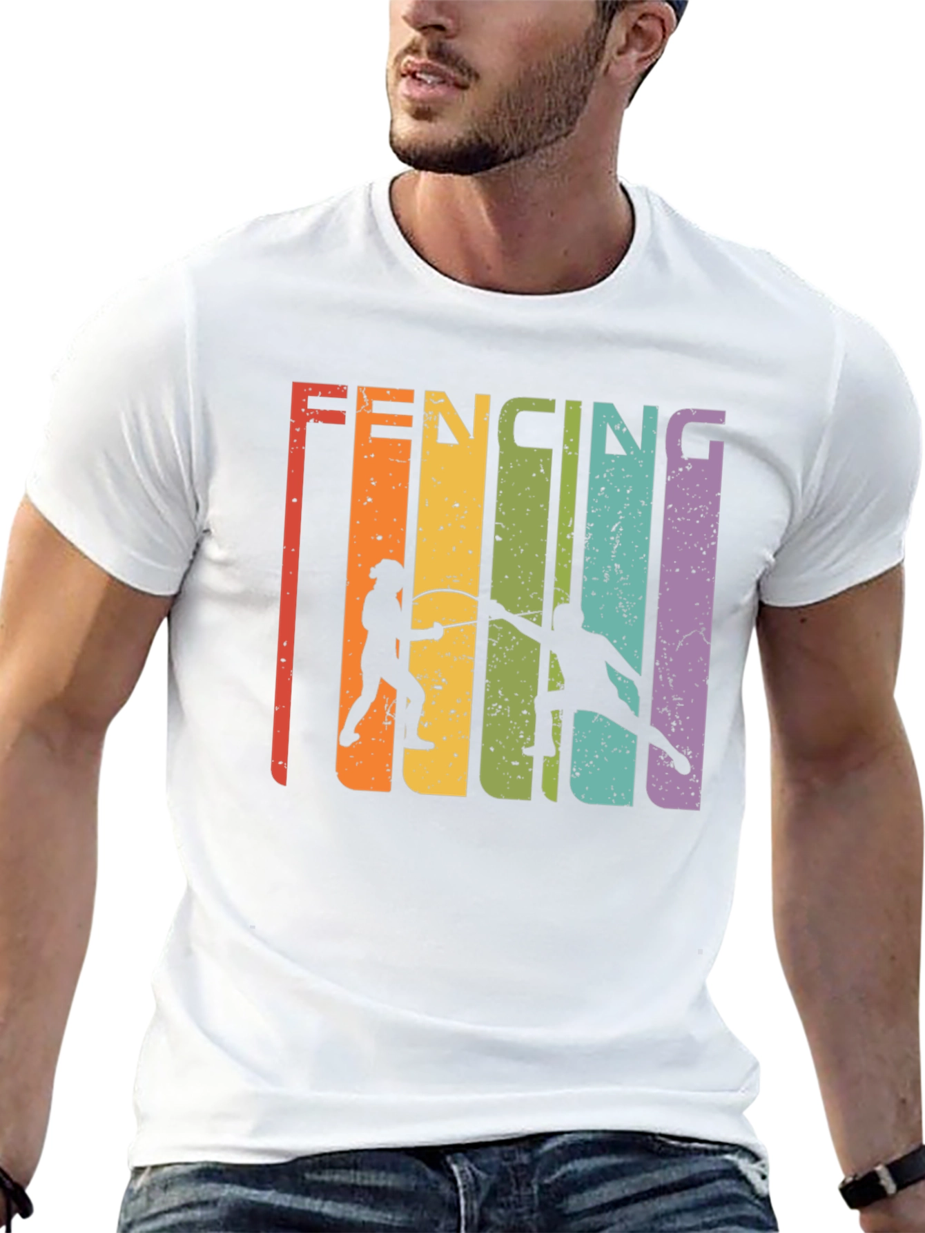 Black Retro Fencing Graphic T-Shirt view 13