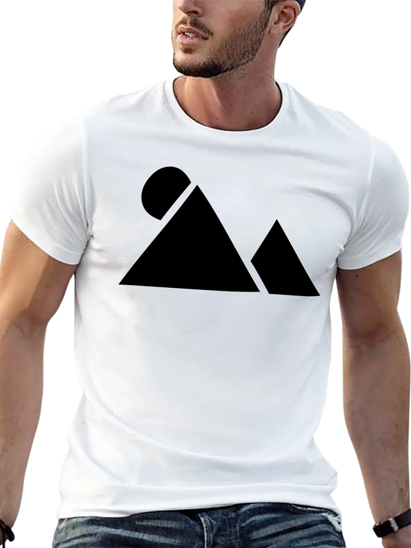Black Geometric Mountain Black T-Shirt - Adventure Style view 13