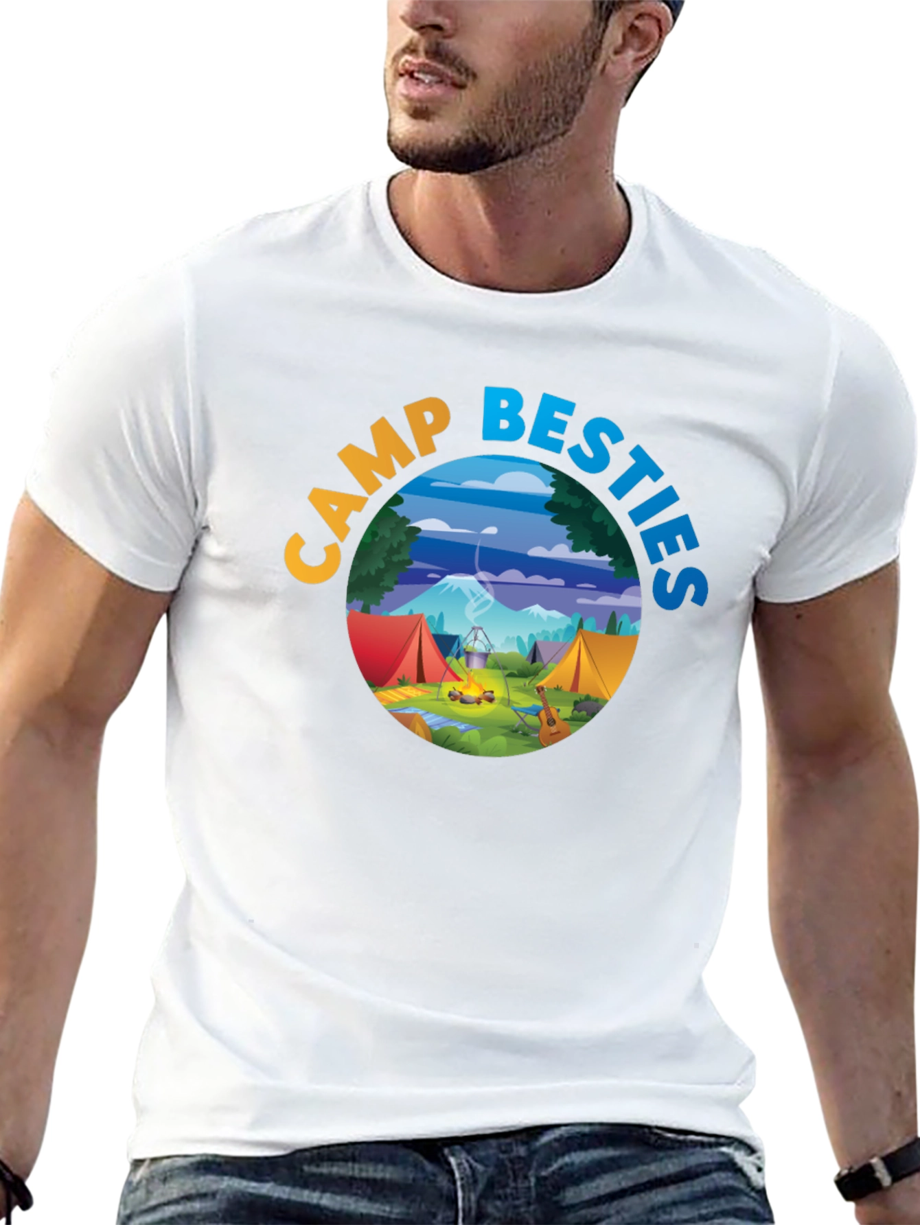 Black Camp Besties Graphic Tee - Black Cotton T-Shirt view 13