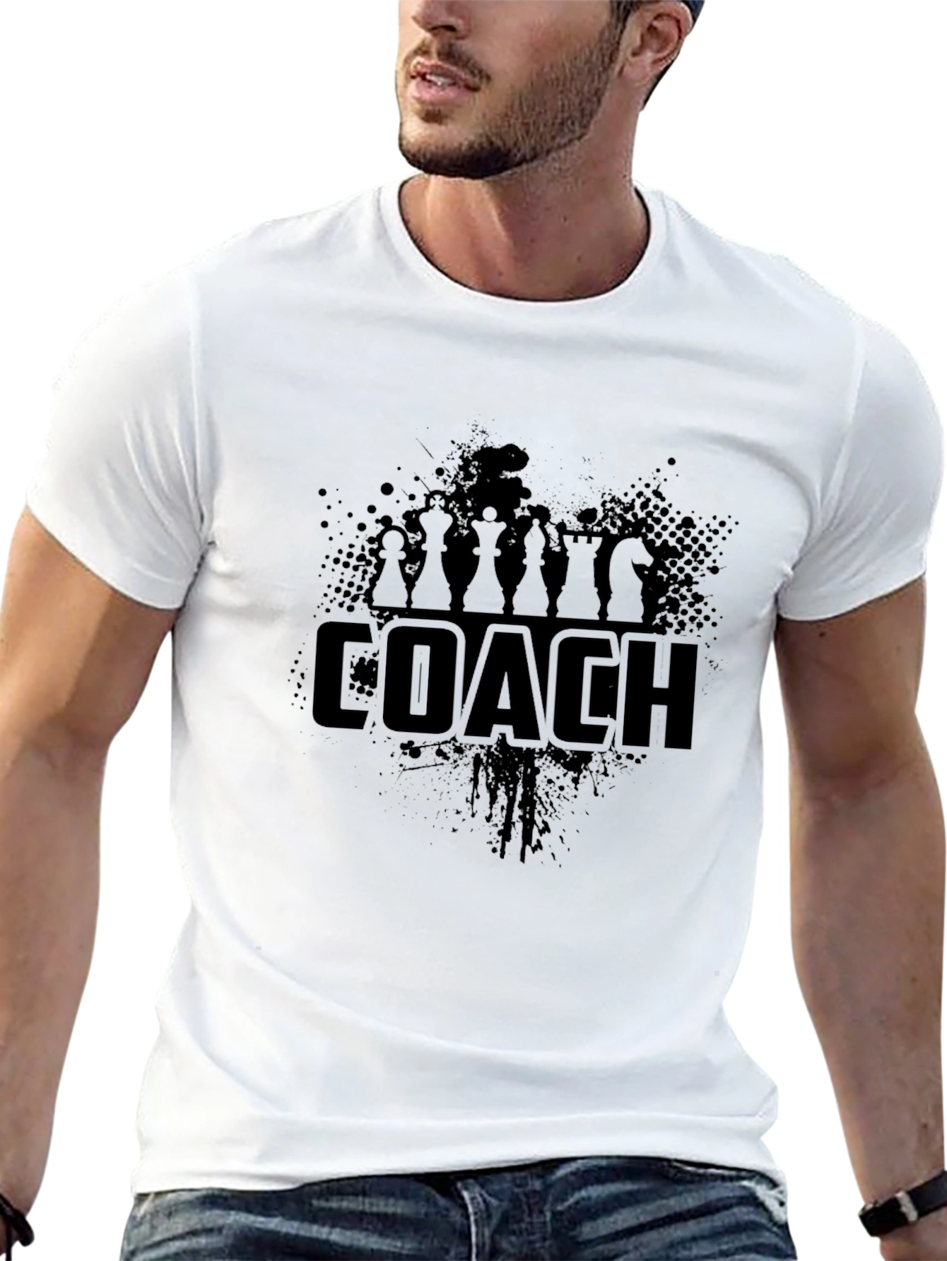 Black Chess Coach Graphic Tee - Black Cotton T-Shirt view 13