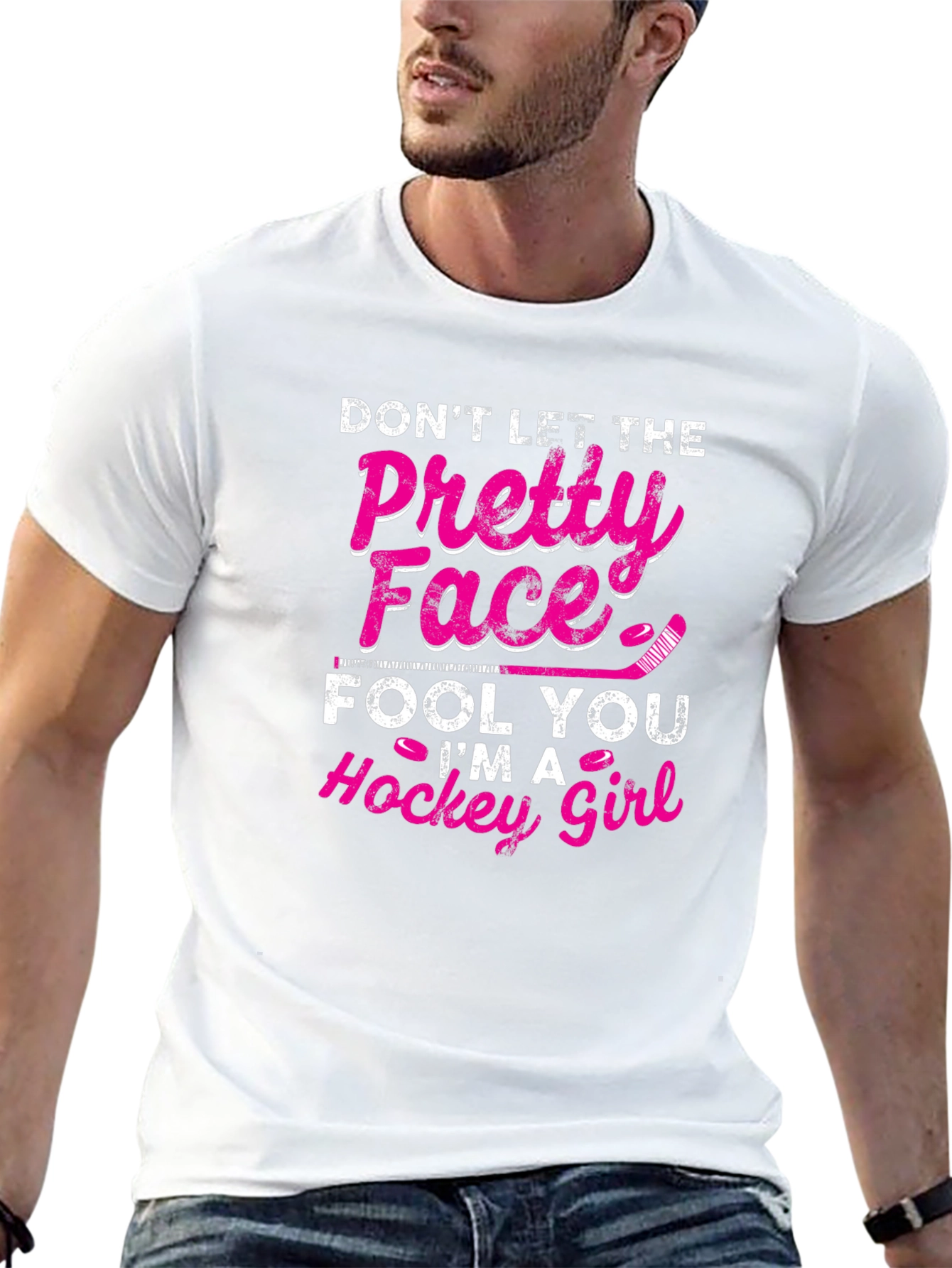 Black Hockey Girl T-Shirt - Don't Let The Pretty Face Fool You view 13