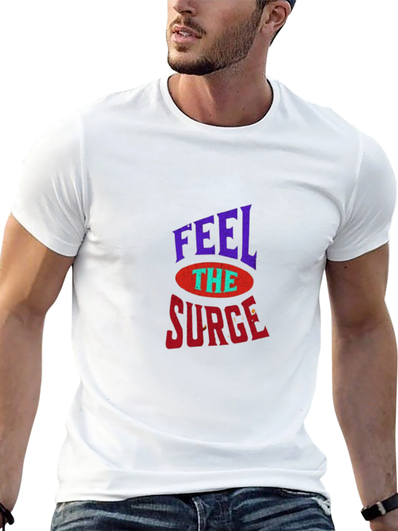 Black Feel The Surge Graphic Tee - Retro Style T-Shirt view 13