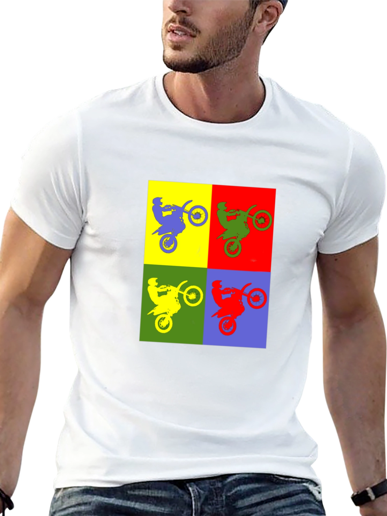 Black Motorcycle Pop Art T-Shirt - Black view 13