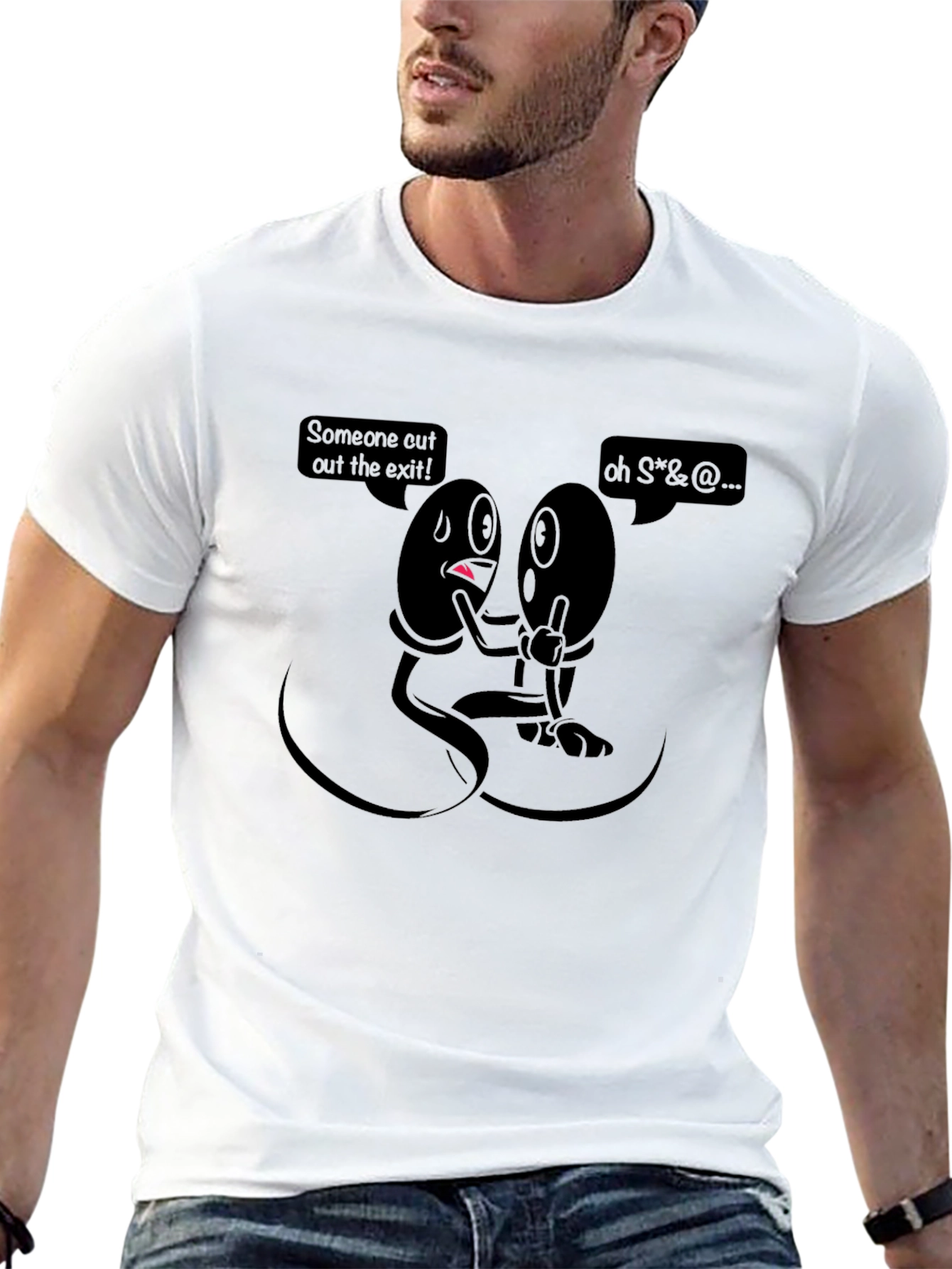 Black Humorous Anatomy T-Shirt - "The Exit!" view 13