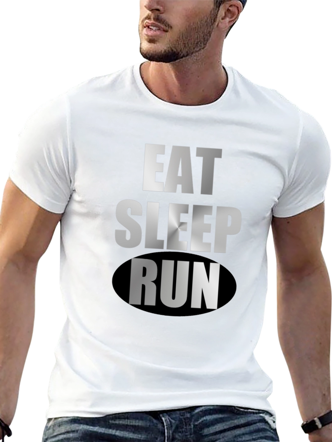 Black Eat Sleep Run Black Graphic Tee view 13