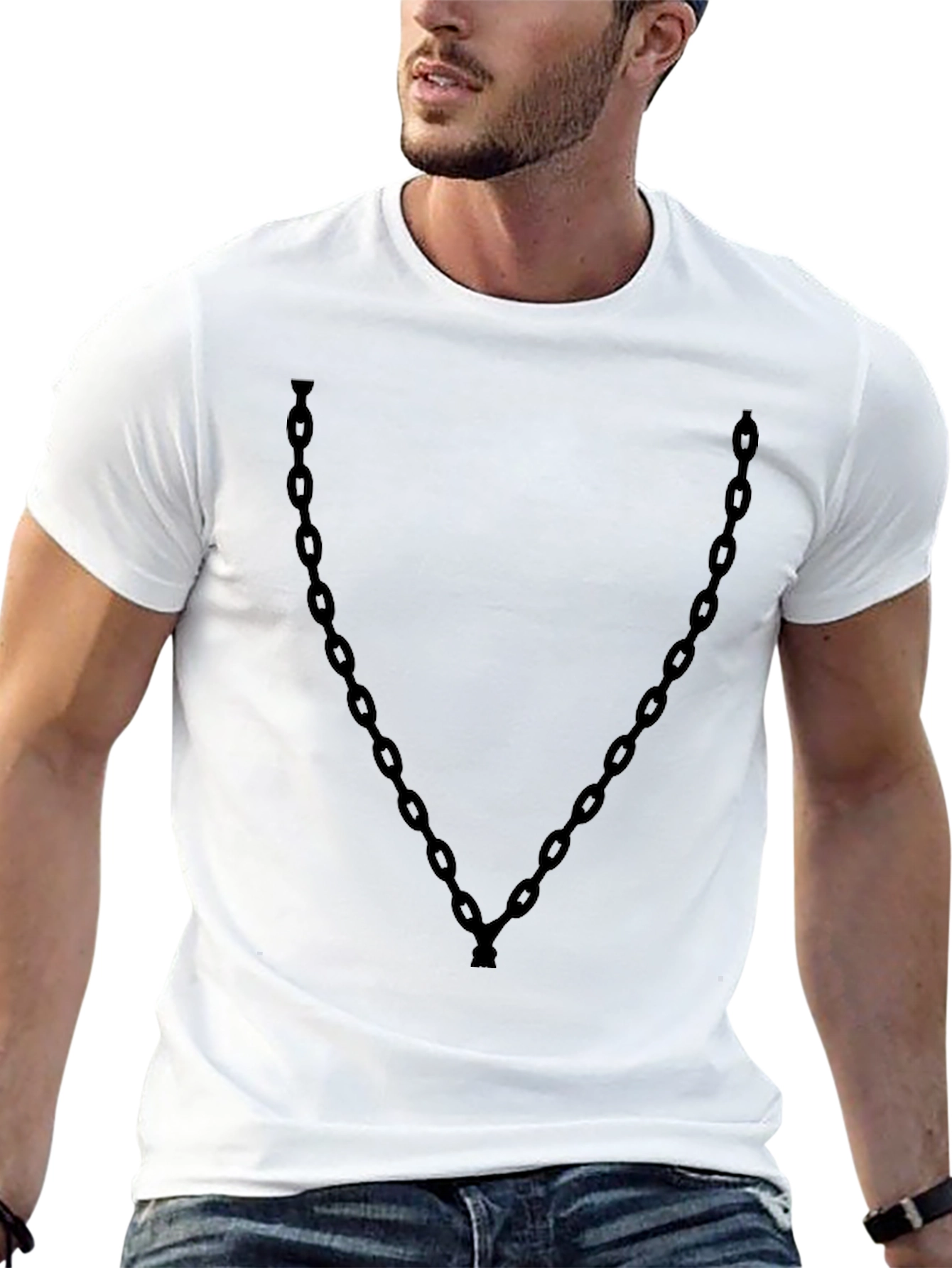 Black Chain Graphic Black T-Shirt view 13