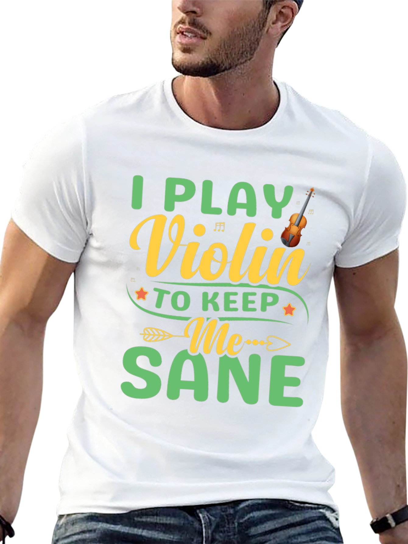 Black I Play Violin to Keep Me Sane Black T-Shirt view 13
