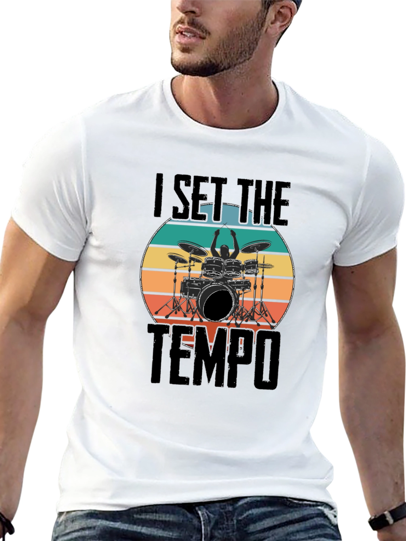 Black I Set The Tempo Drummer T-Shirt view 13