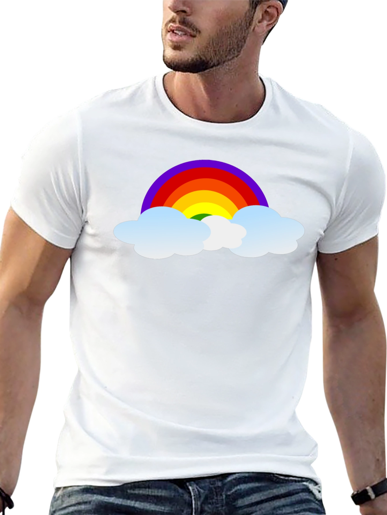 Black Rainbow Cloud Graphic Tee - Black Cotton T-Shirt view 13