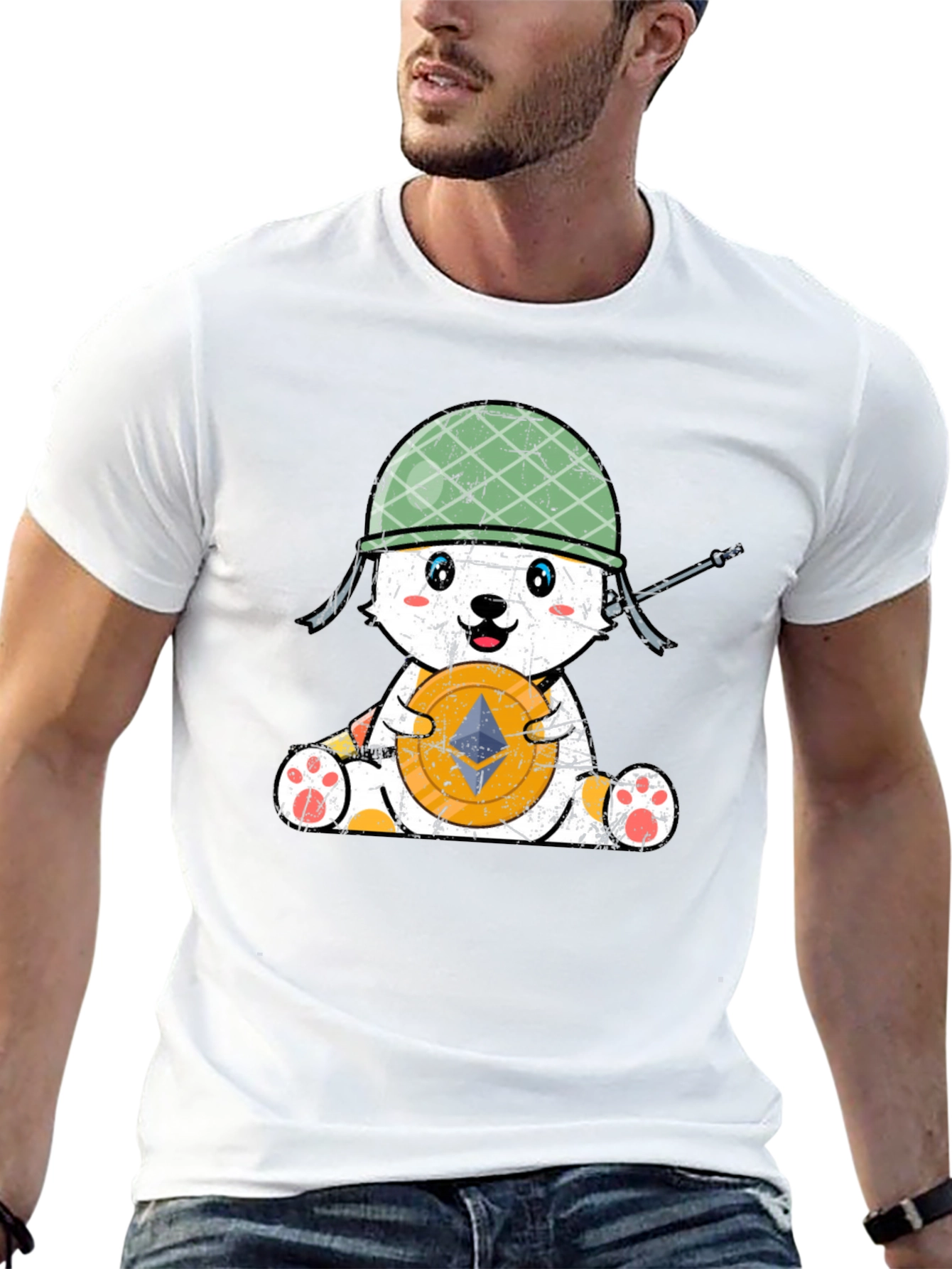 Black Crypto Bear Soldier Graphic Tee view 13
