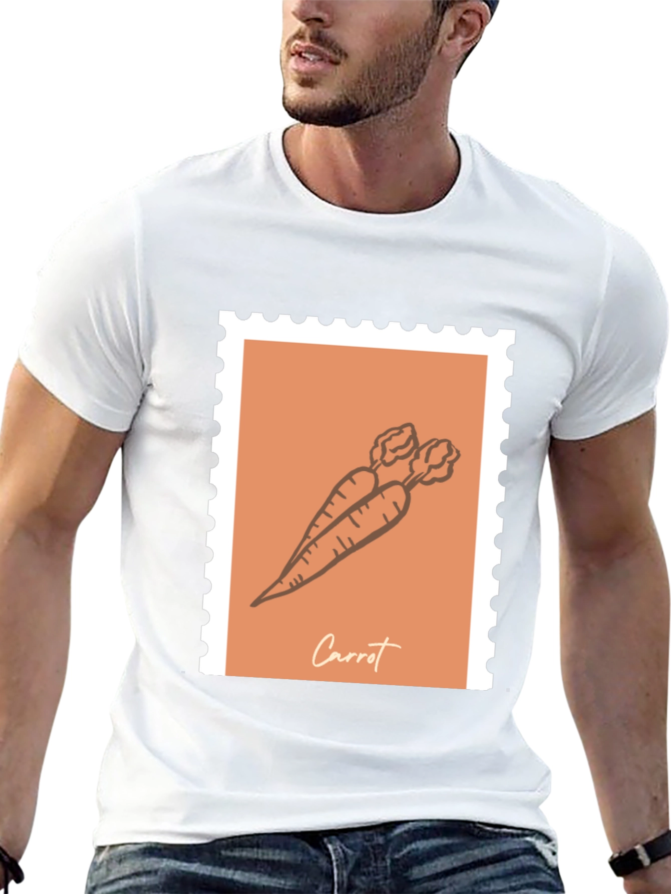 Black Carrot Stamp Graphic T-Shirt - Unisex Casual Tee view 13