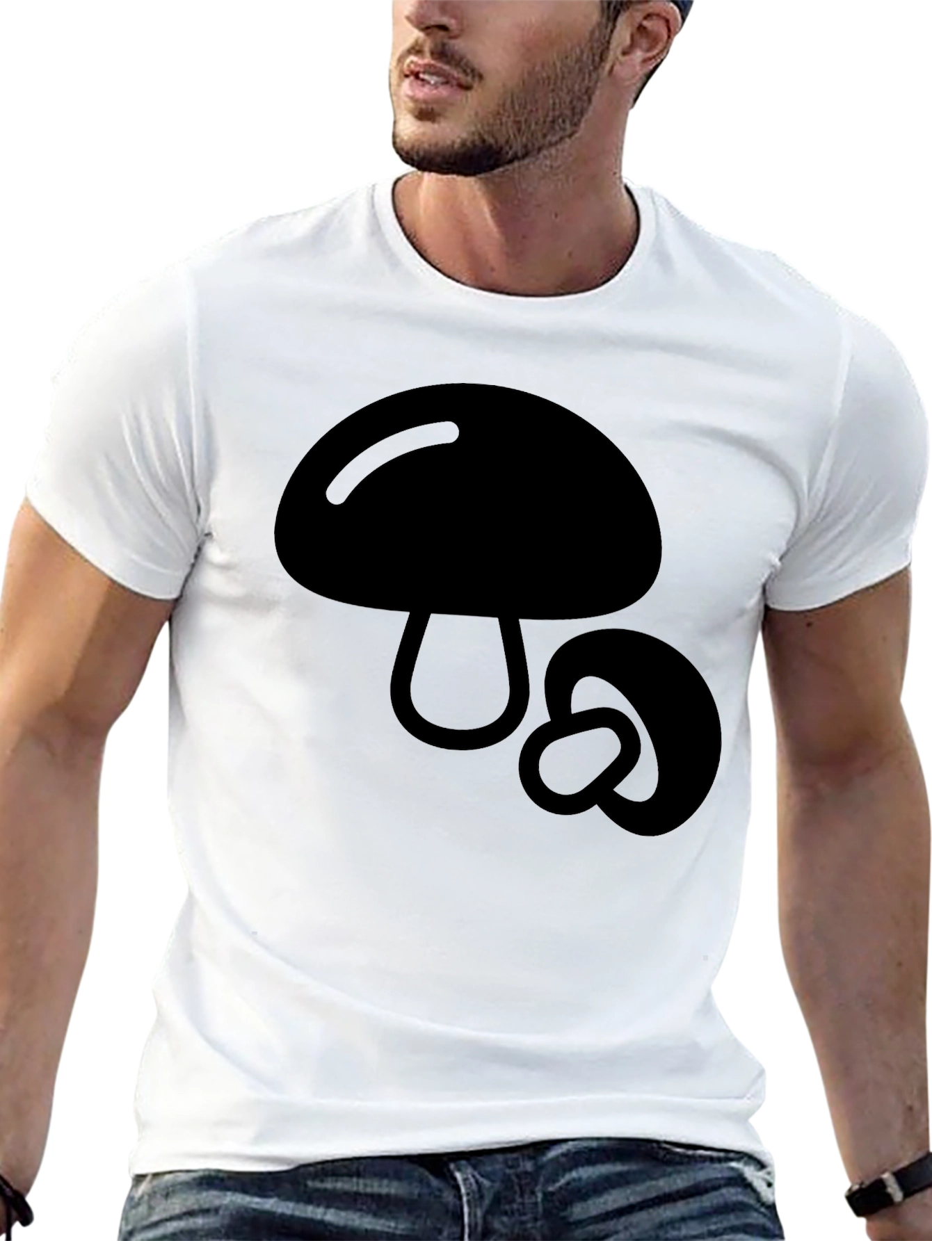 Black Mushroom Graphic Tee - Black Cotton Blend view 13