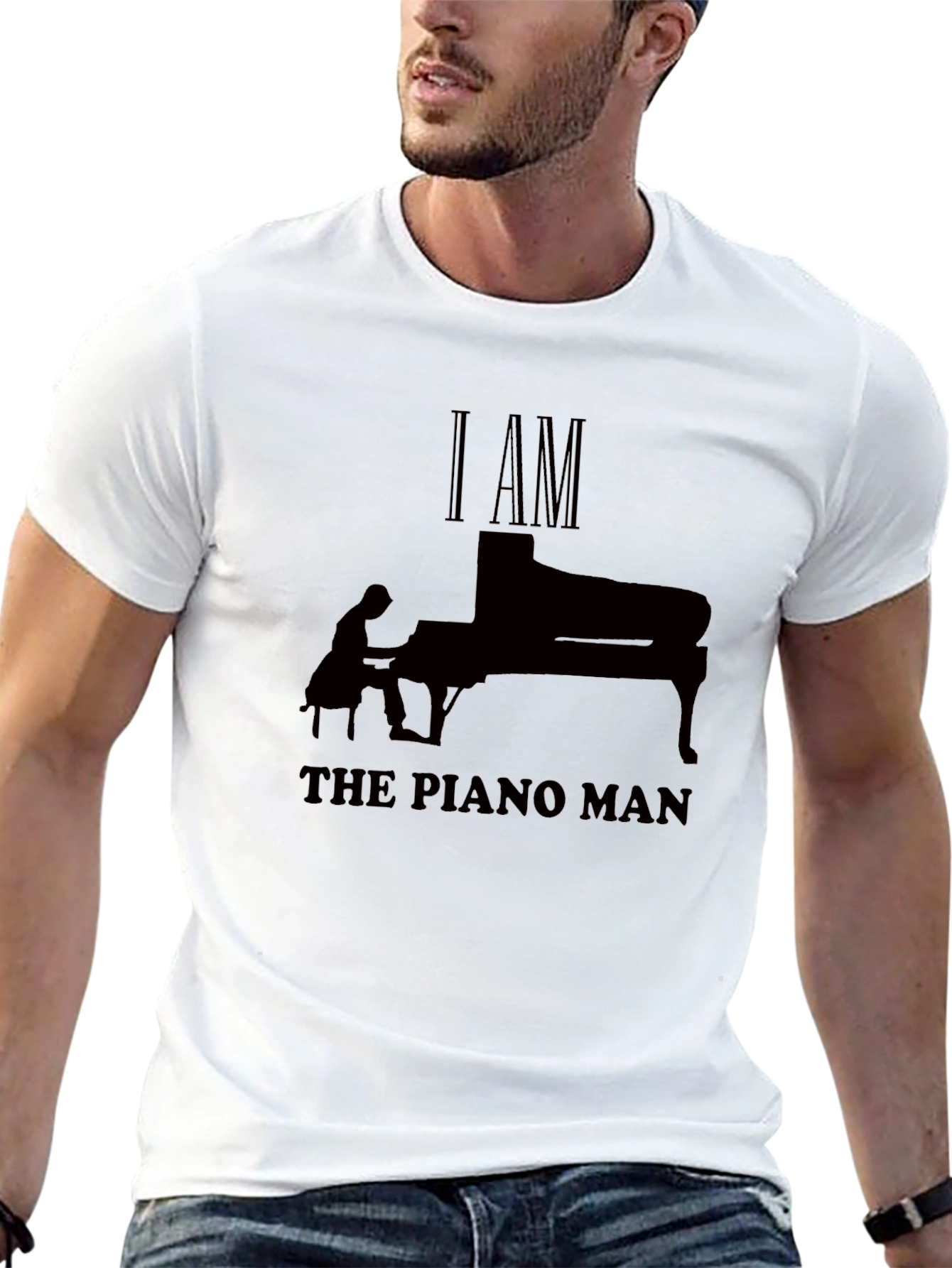 Black I AM THE PIANO MAN T-Shirt view 13