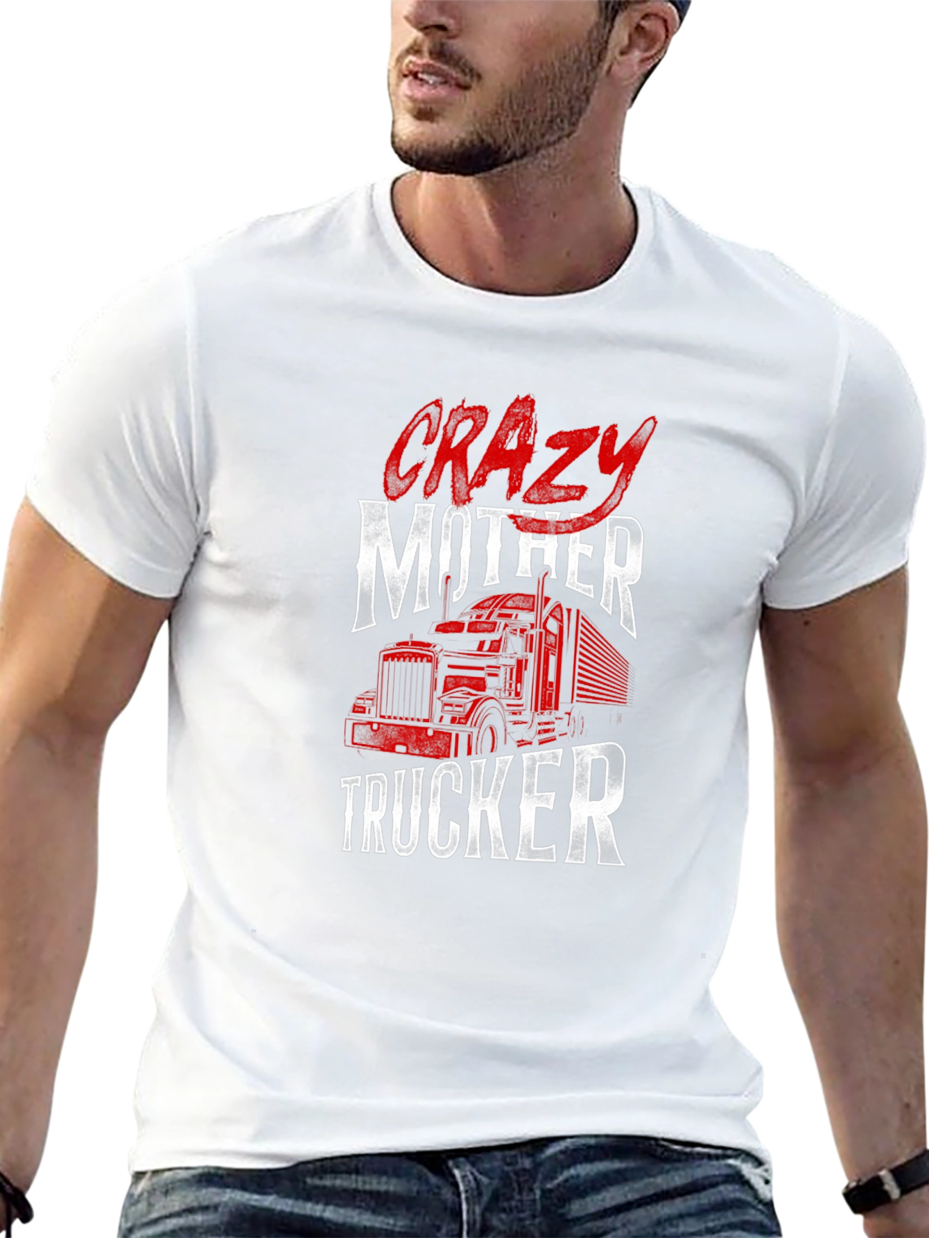 Black Crazy Mother Trucker Graphic Tee view 13