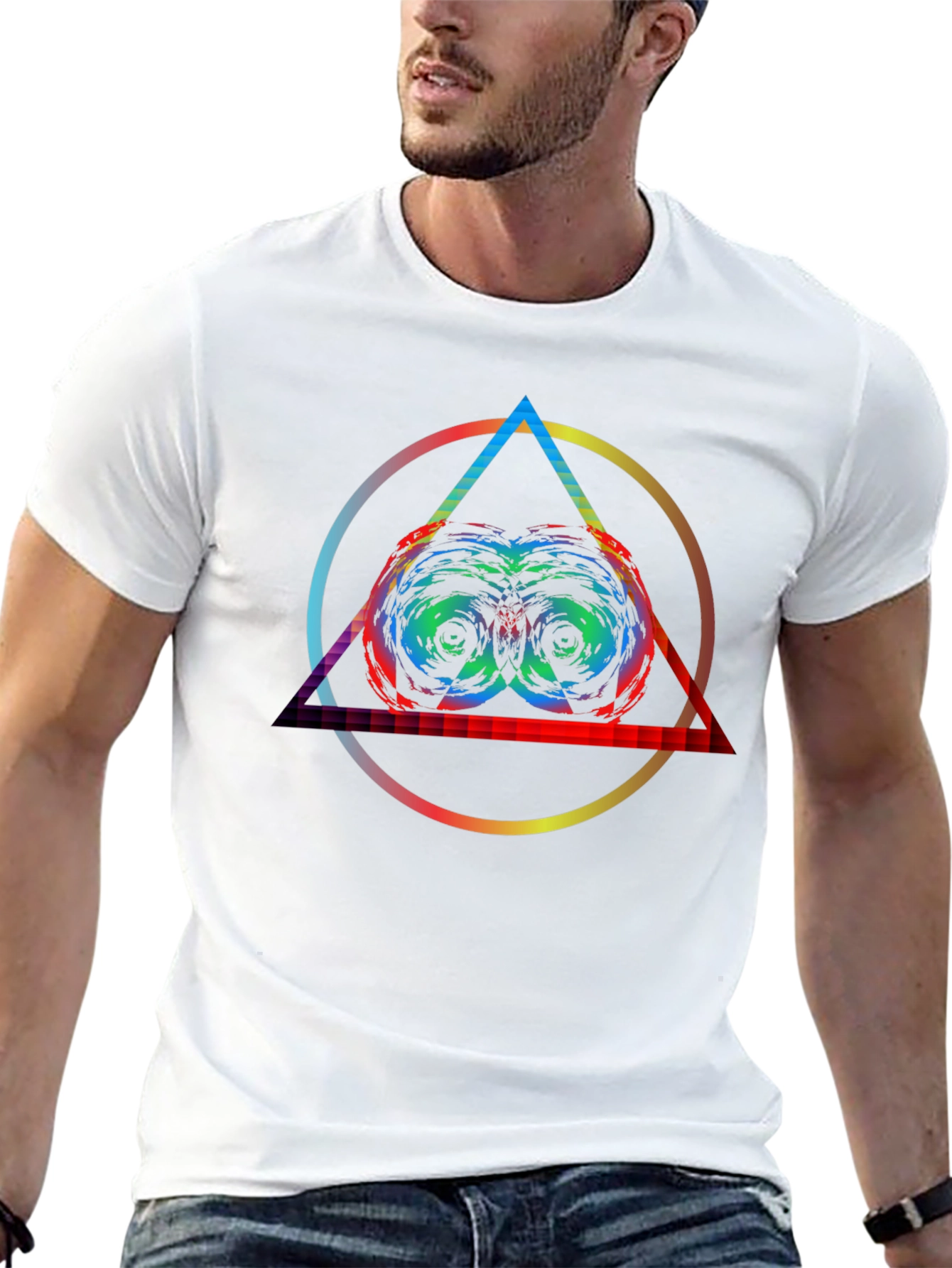Black Psychedelic Owl Eye T-Shirt - Colorful Graphic Tee view 13