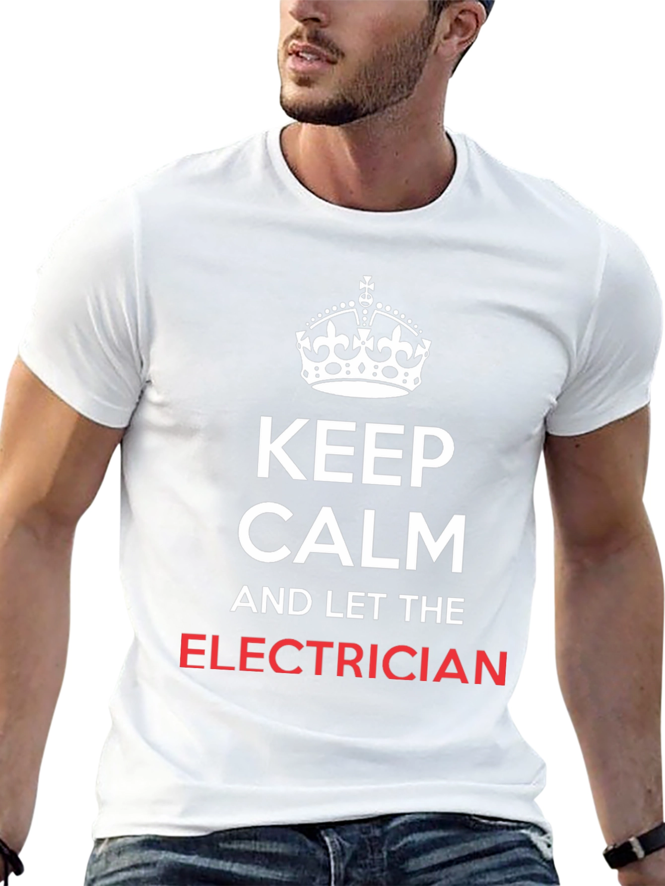 Black Keep Calm Electrician T-Shirt - Funny Electrician Gift view 13