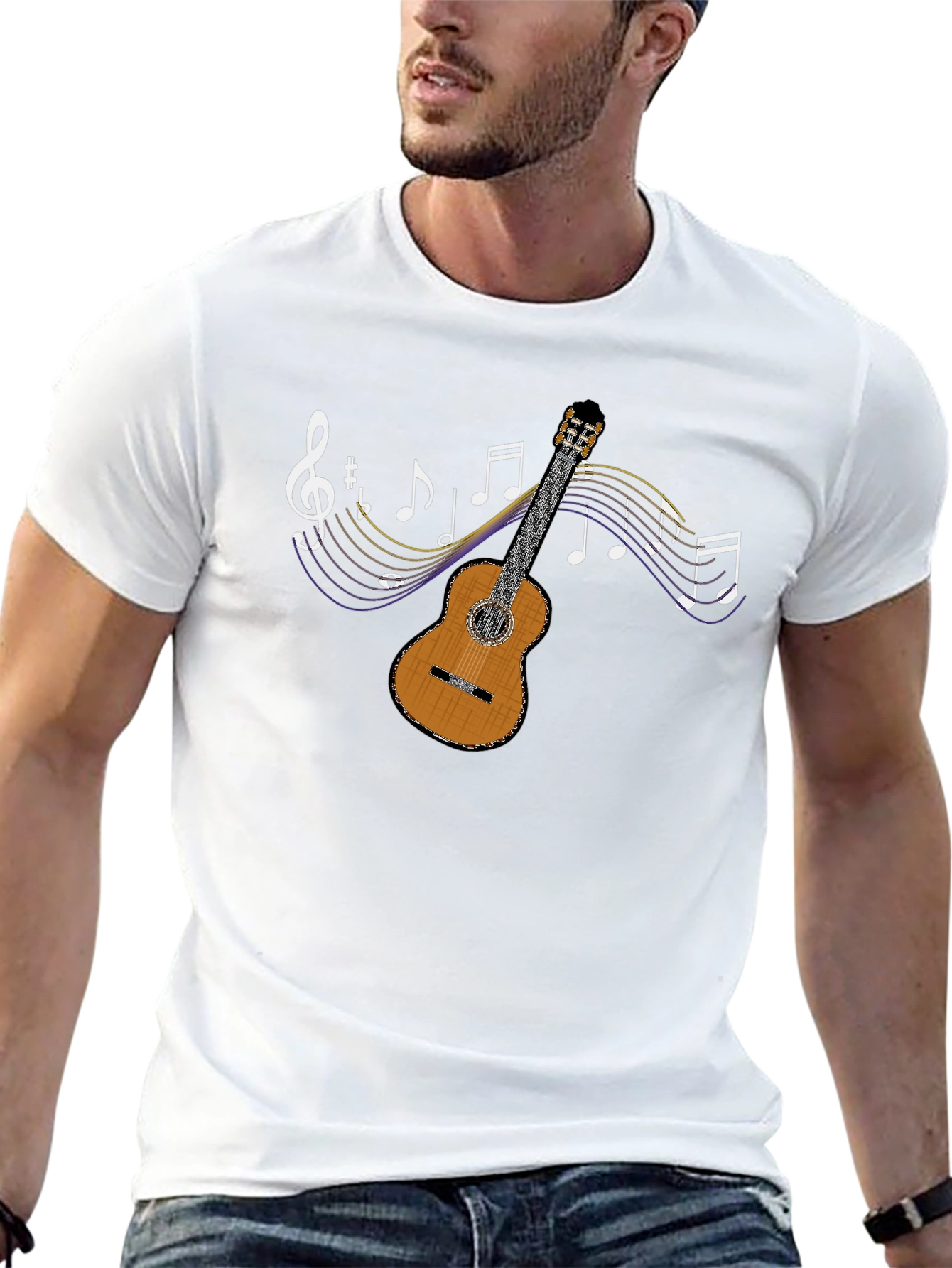 Black Musical Guitar Graphic T-Shirt - Stylish & Unique! view 13