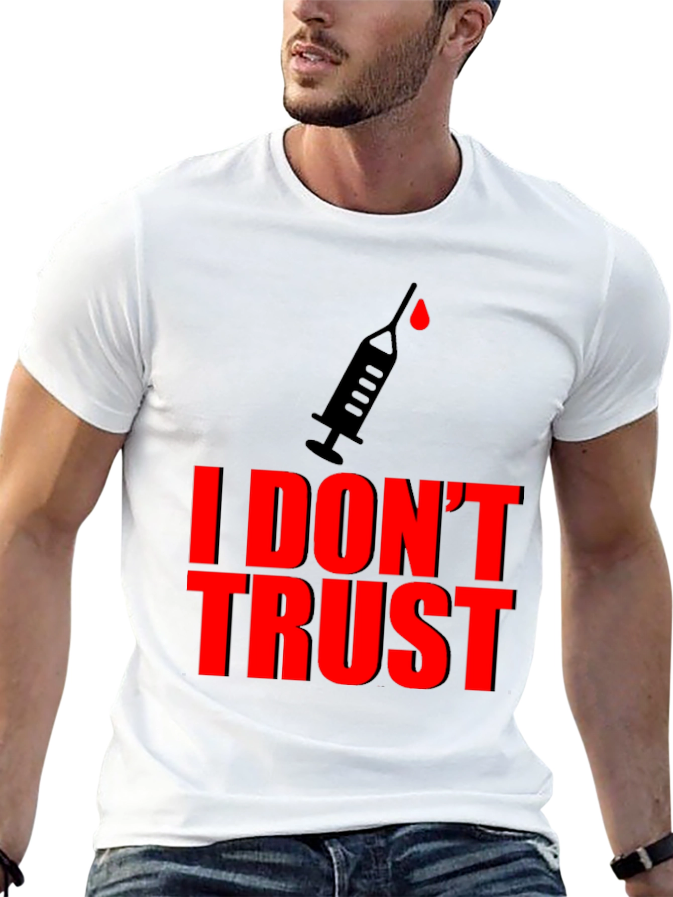 Black I Don't Trust Graphic Tee - Conspiracy Statement T-Shirt view 13