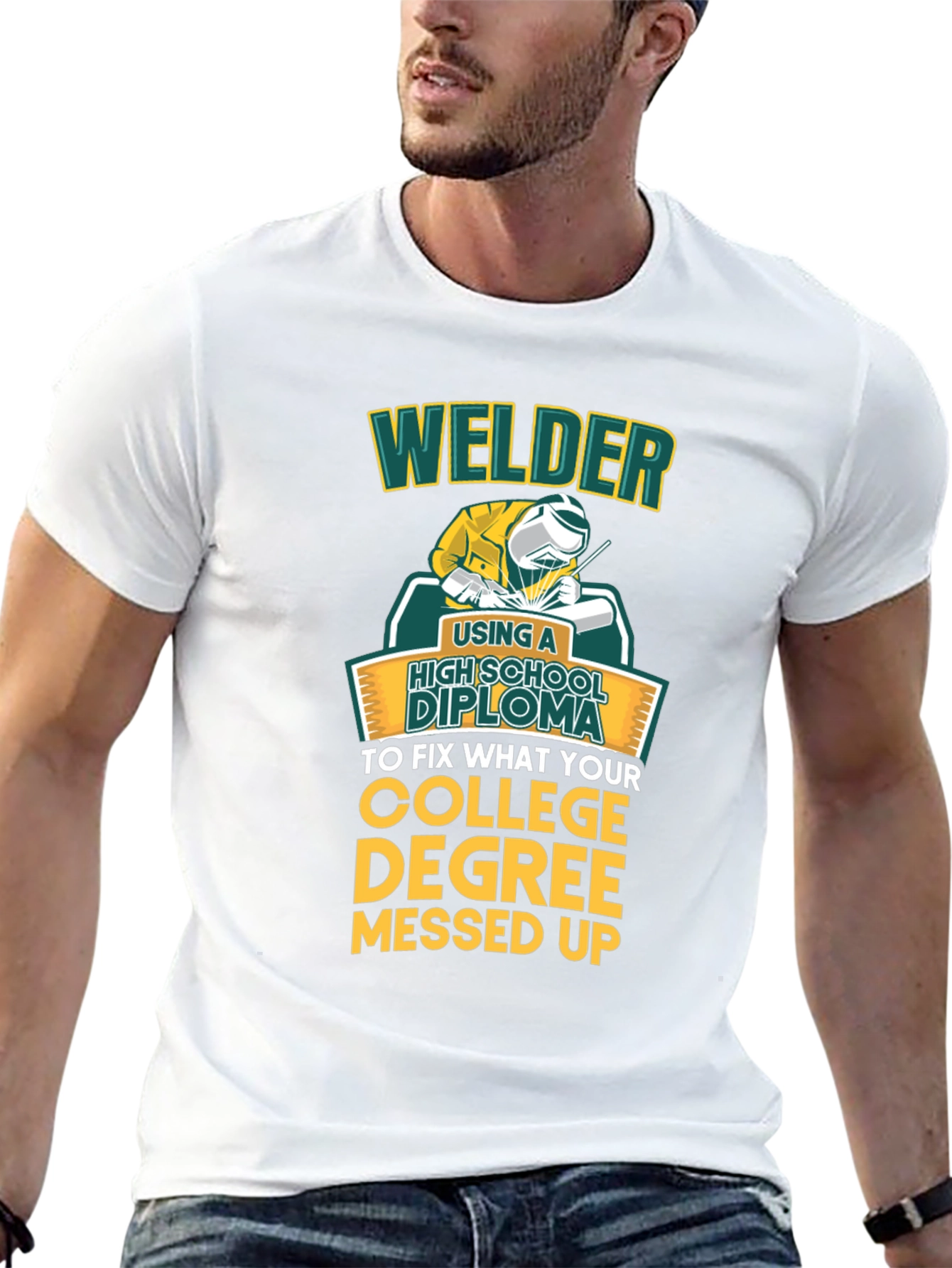 Black Welder High School Diploma Funny Black T-Shirt view 13