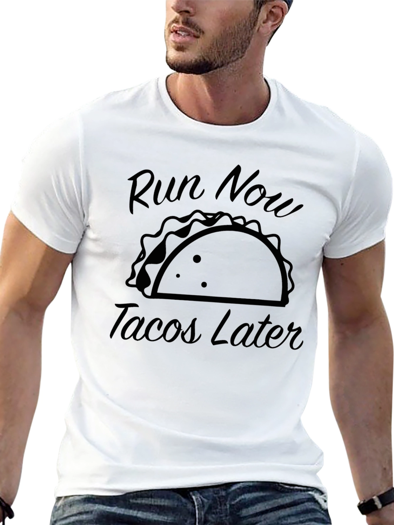 Black Run Now Tacos Later Graphic Tee view 13