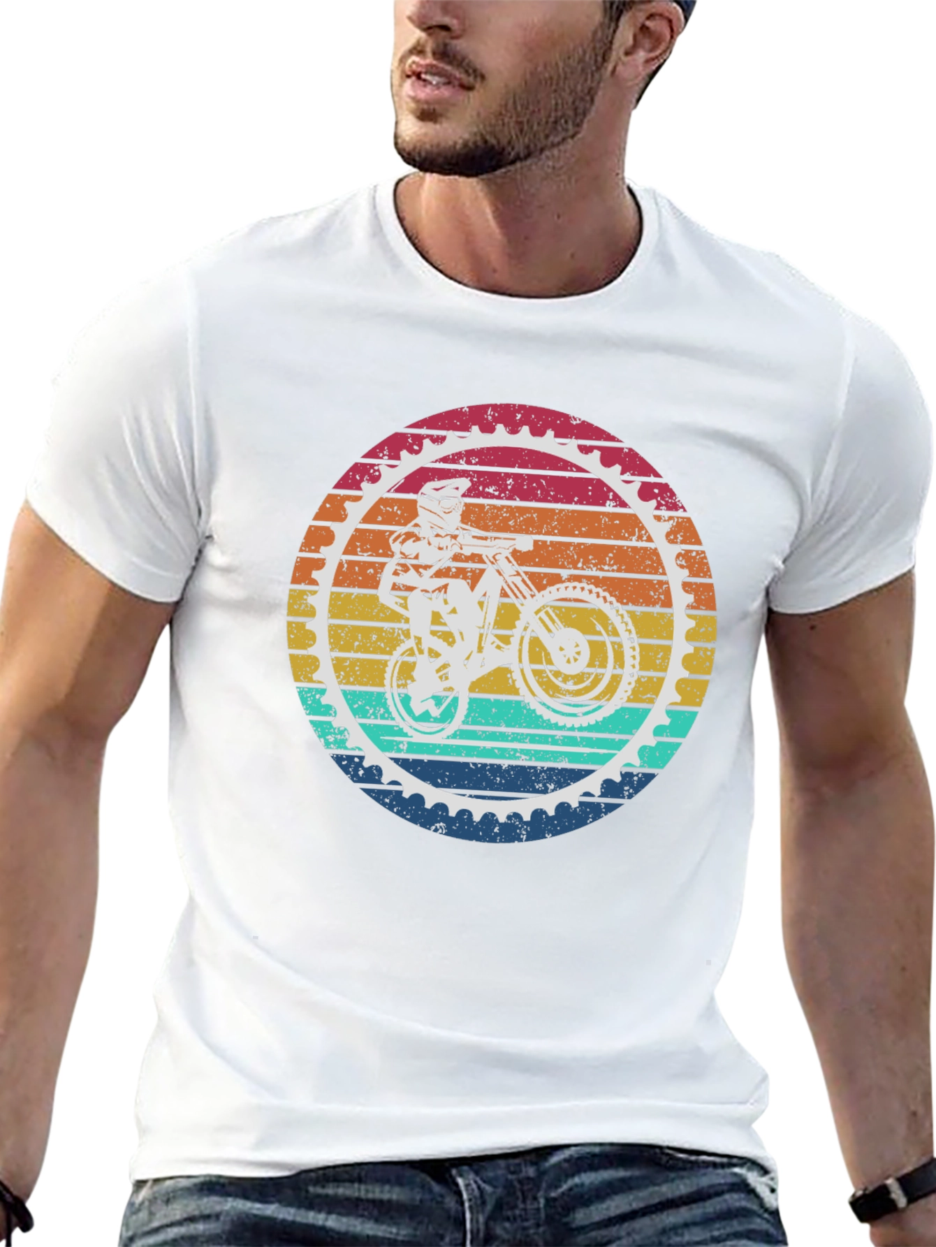 Black Retro Mountain Bike Graphic T-Shirt view 13