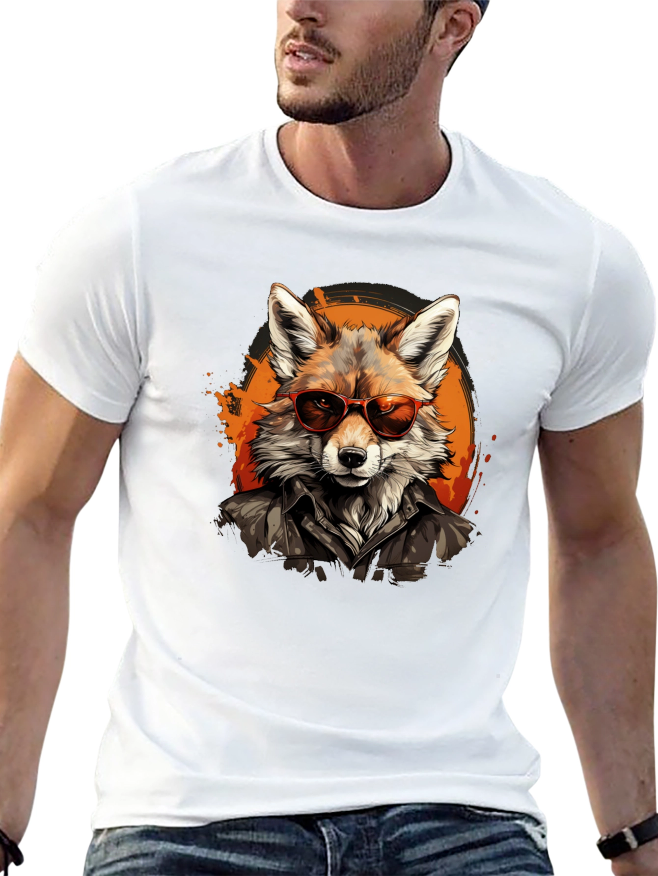Black Cool Fox Graphic Tee - Trendy Animal T-Shirt view 13