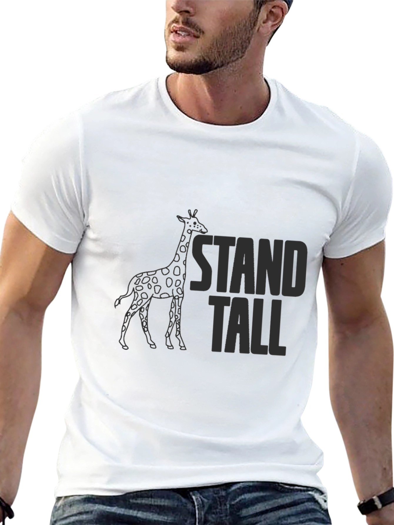 Black Stand Tall Giraffe Graphic Tee - Black view 13