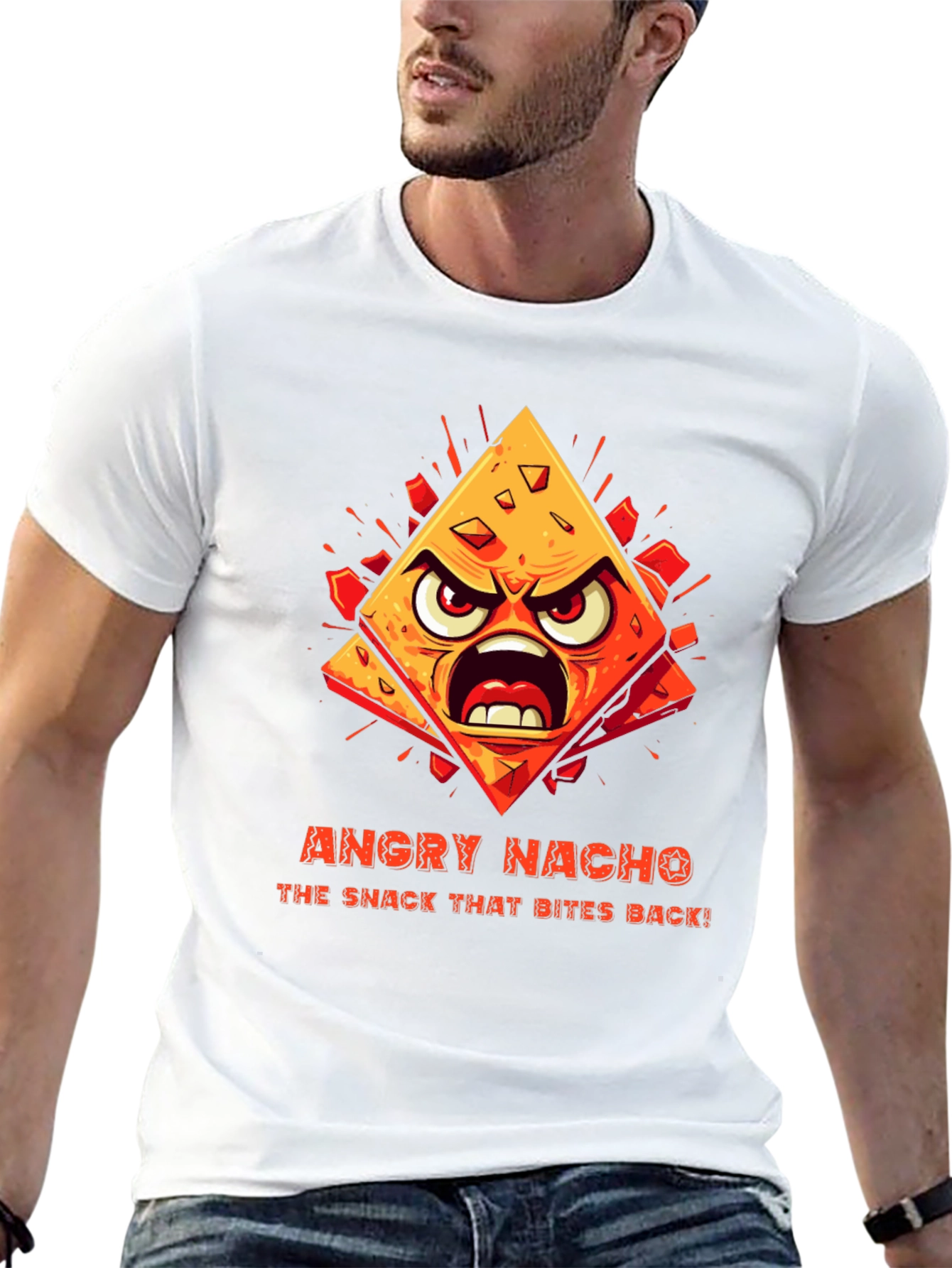 Black Angry Nacho Bite Back Black T-Shirt view 13