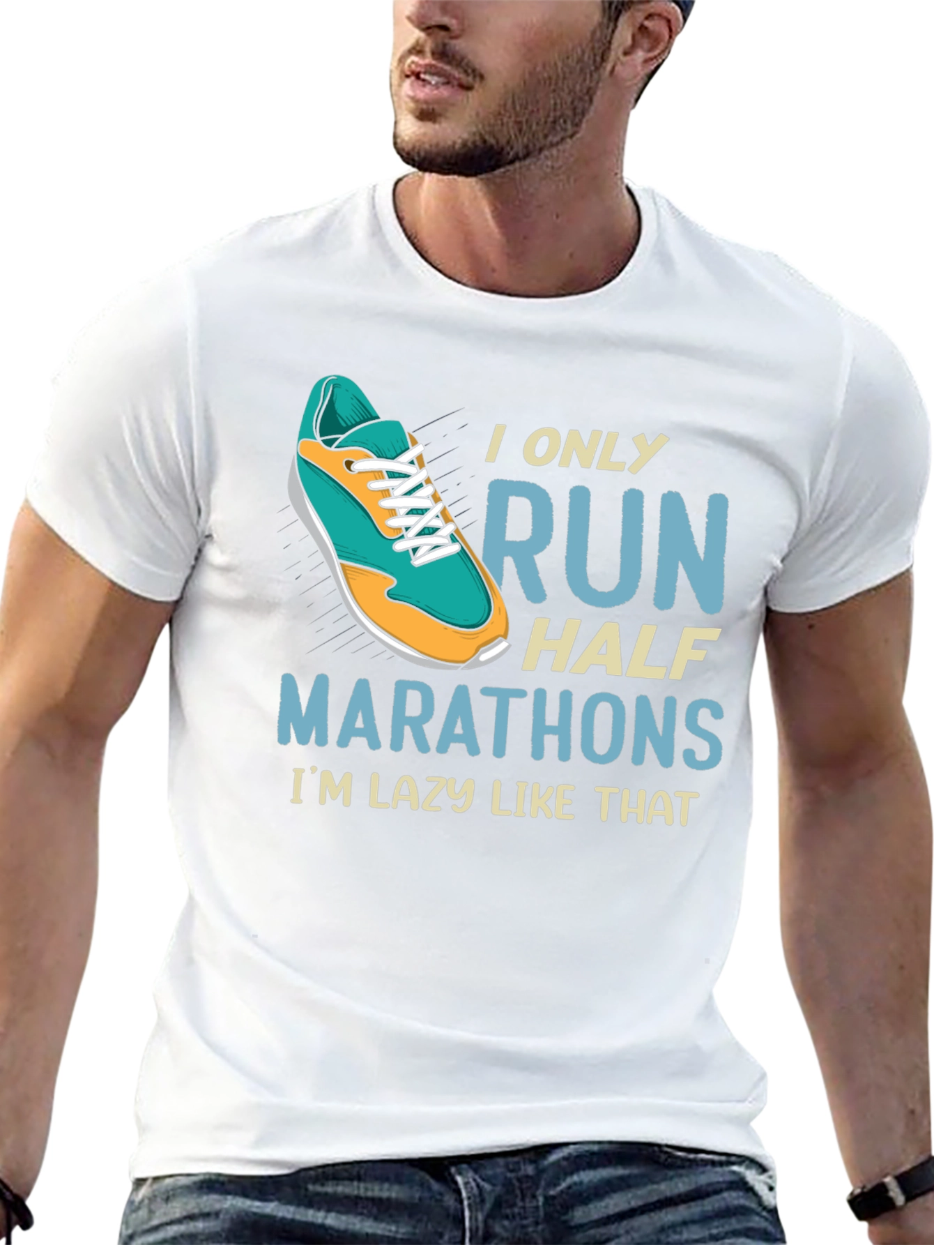 Black Funny Half Marathon Running T-Shirt view 13