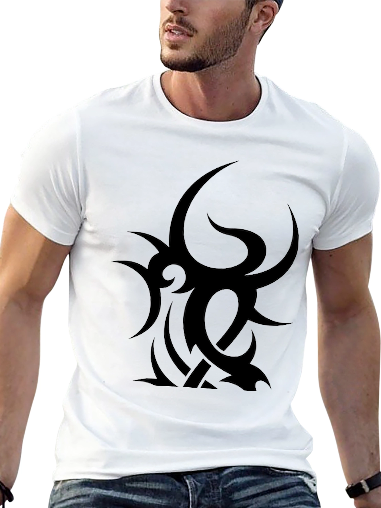 Black Tribal Graphic Black Tee - Bold & Edgy Style view 13