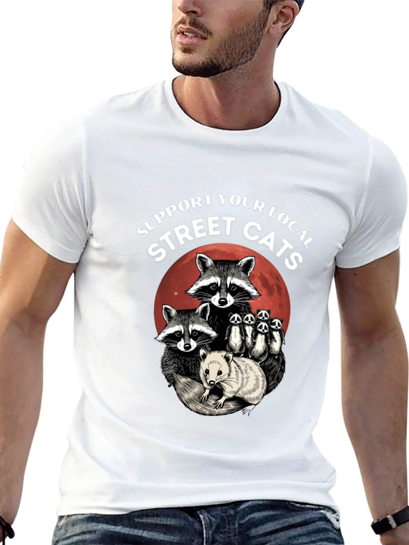 Black Support Your Local Street Cats T-Shirt view 13