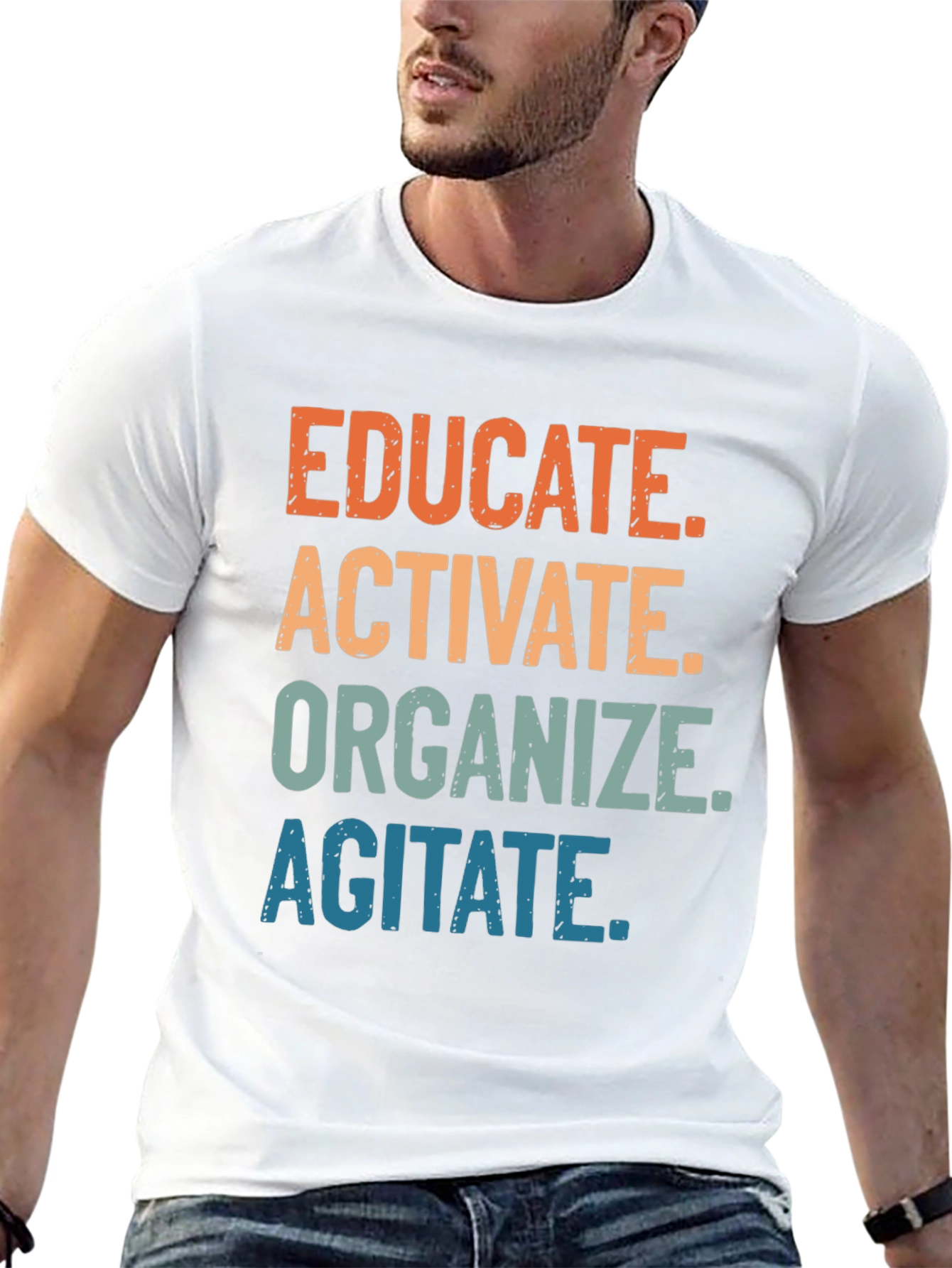 Black Educate, Activate, Organize, Agitate T-Shirt view 13