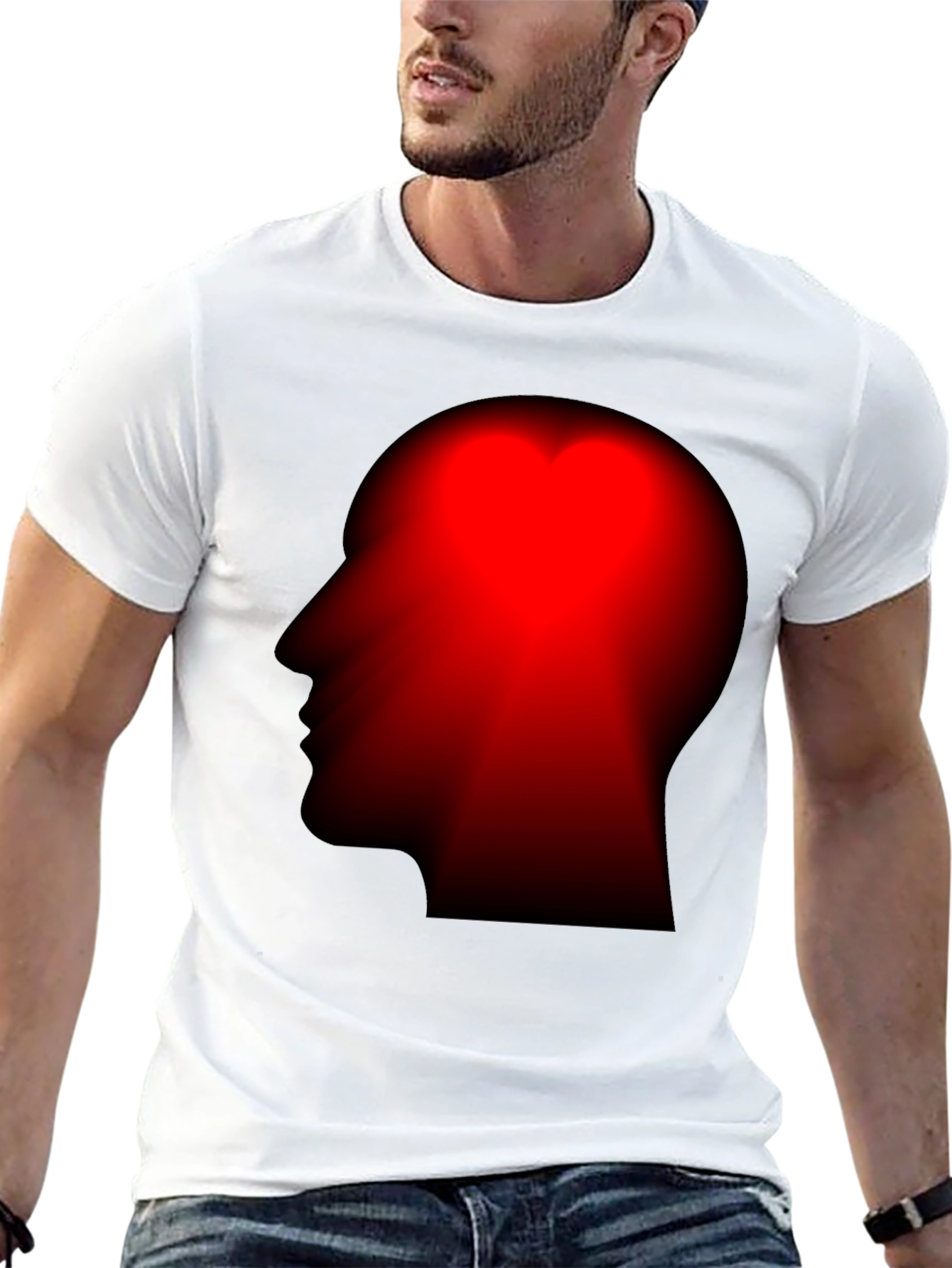 Black Red Head Silhouette Black T-Shirt view 13