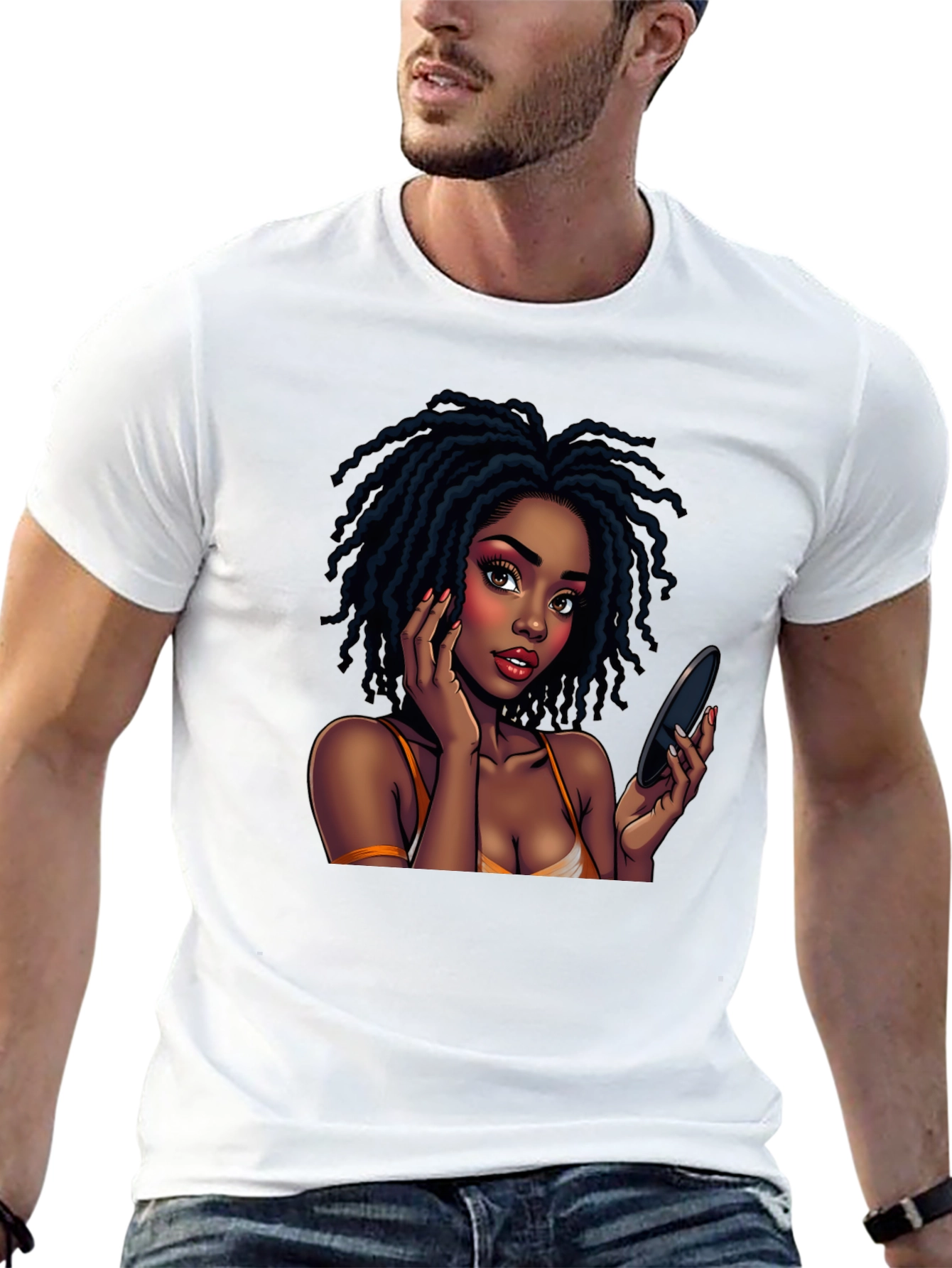 Black Black T-Shirt with Animated Girl Graphic view 13