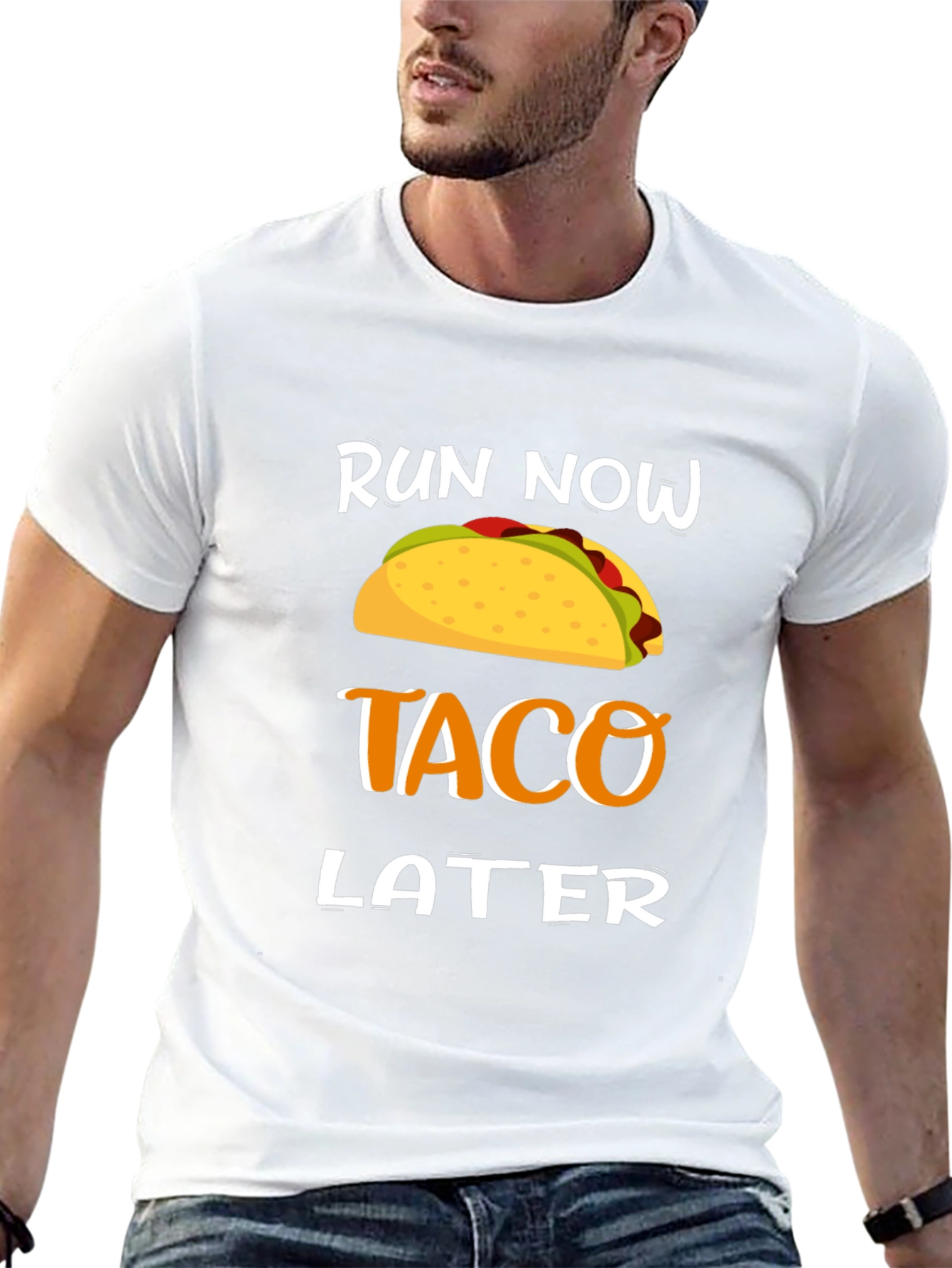 Black Run Now Taco Later T-Shirt view 13