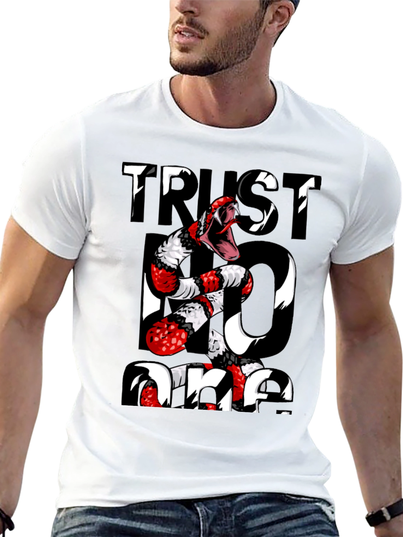 Black Trust No One Snake Graphic Tee - Black view 13