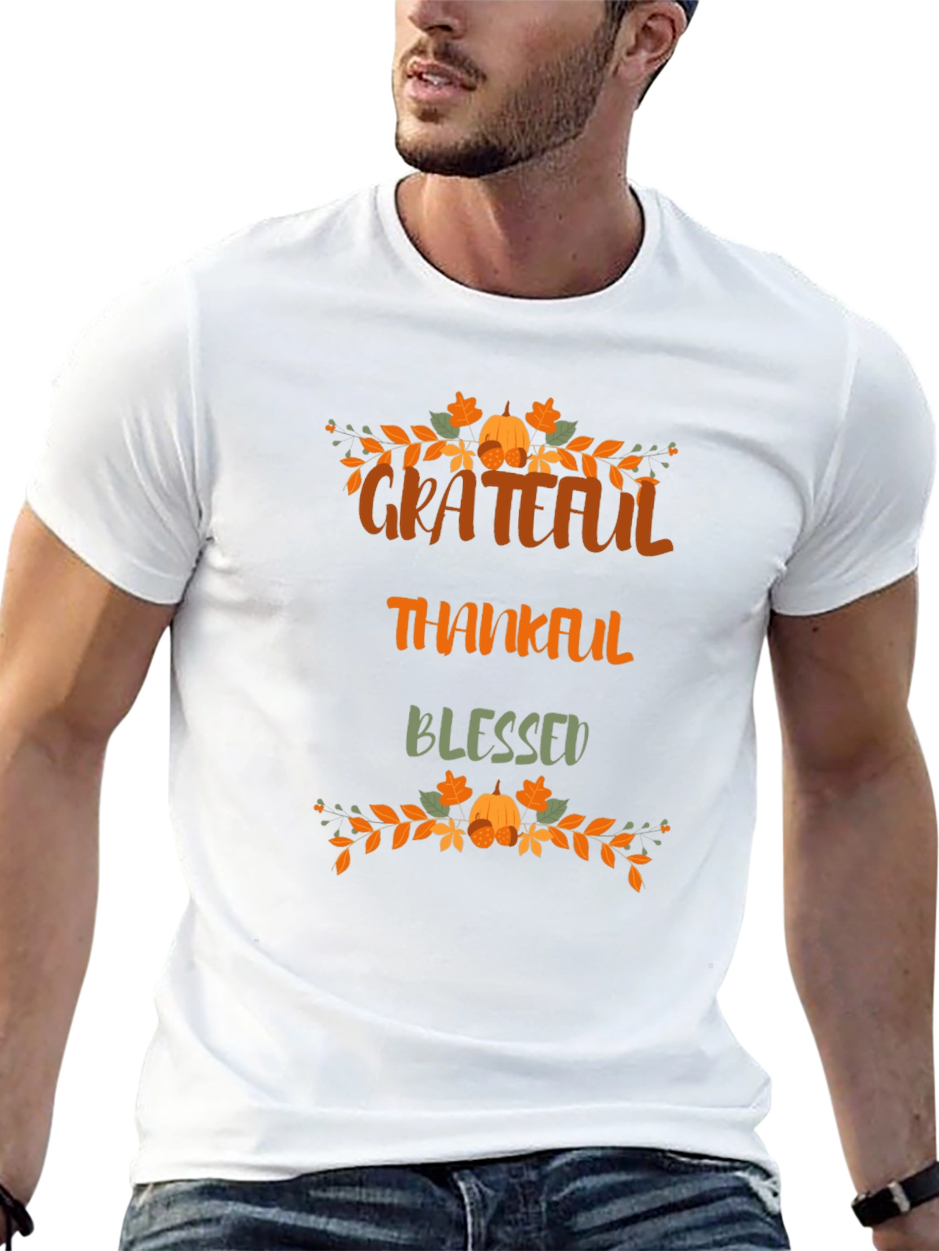 Black Grateful Thankful Blessed Graphic T-Shirt view 13