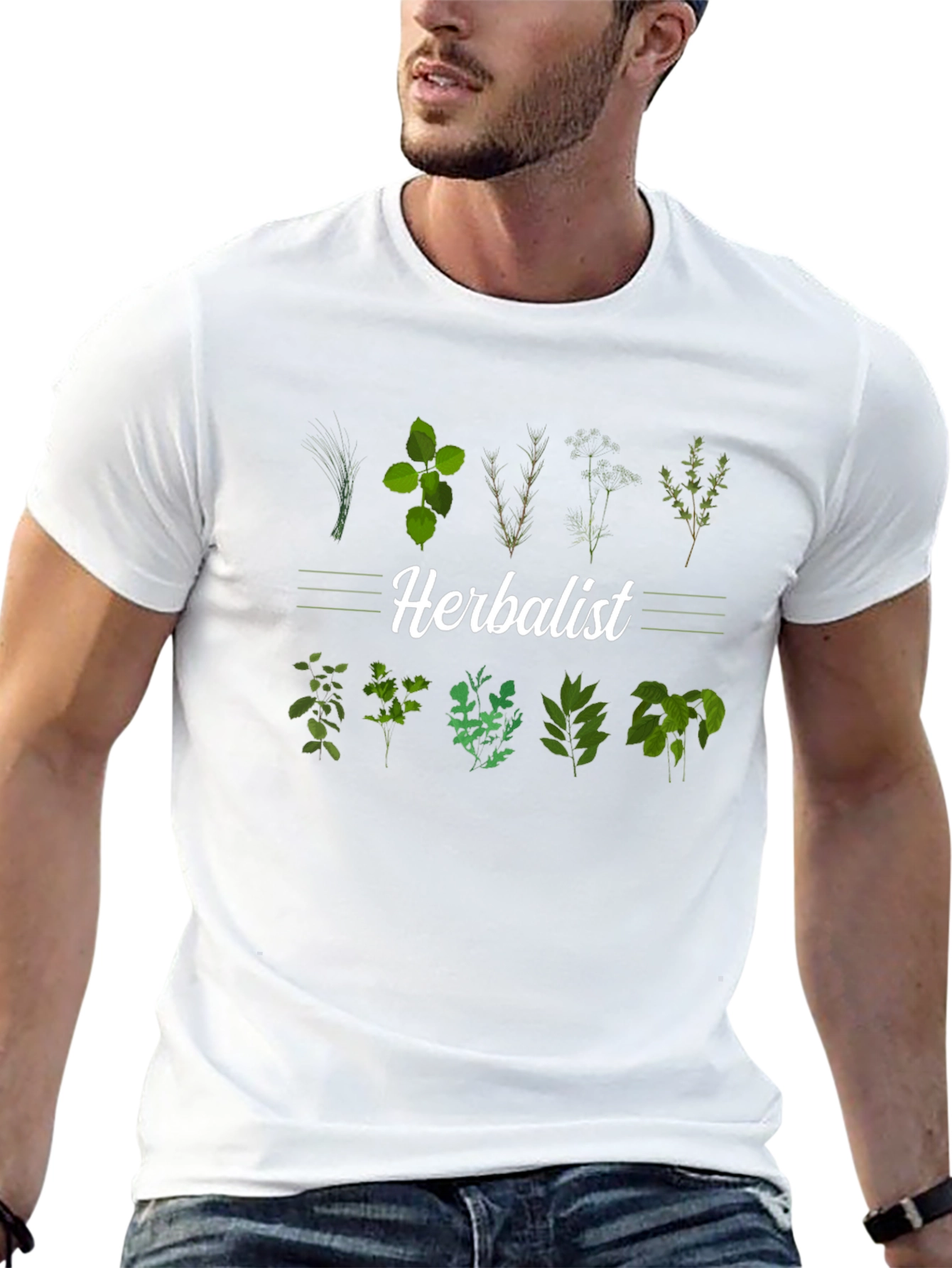 Black Herbalist T-Shirt: Botanical Plant Design view 13