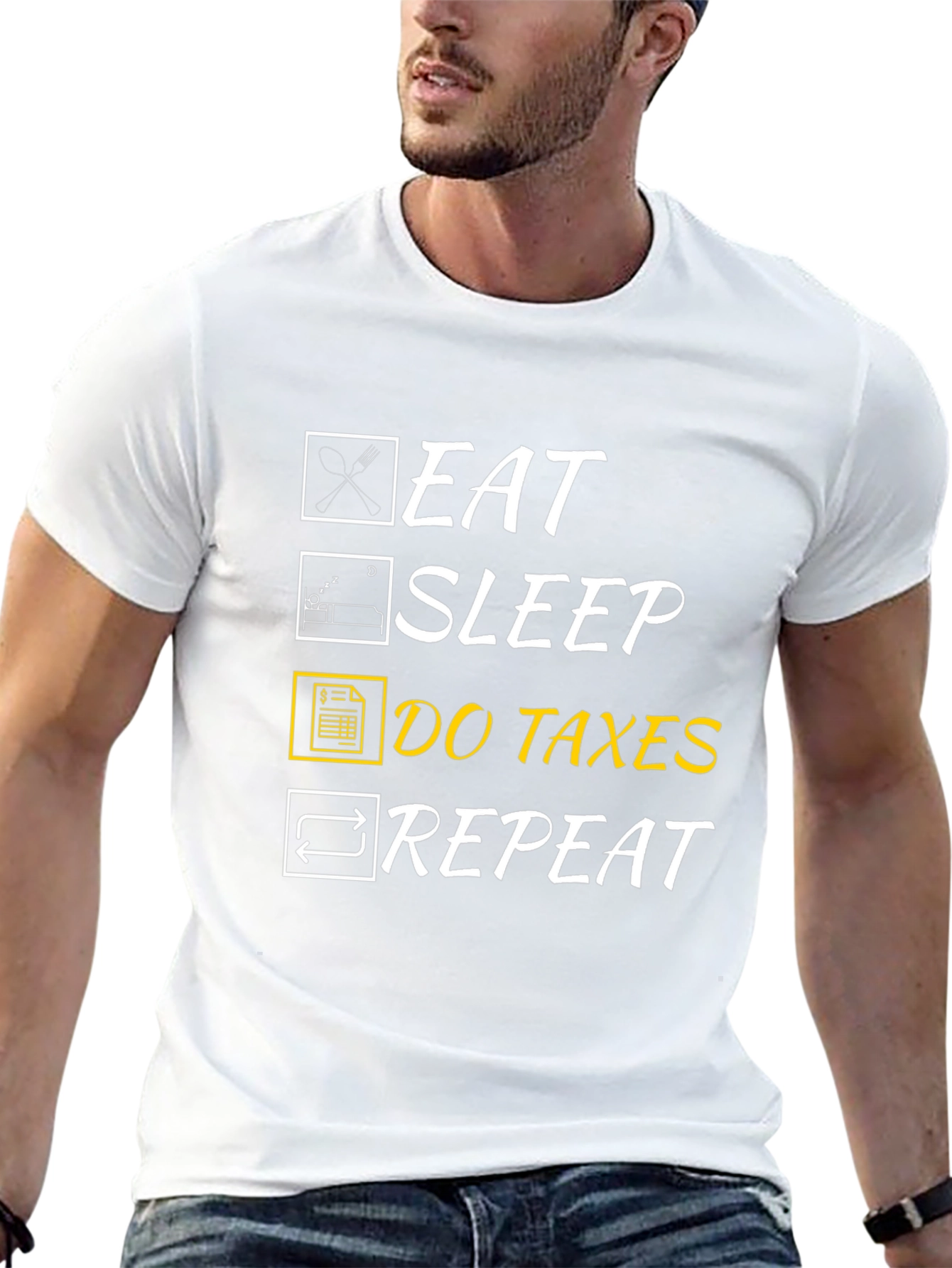 Black Eat Sleep Do Taxes Repeat Graphic T-Shirt view 13