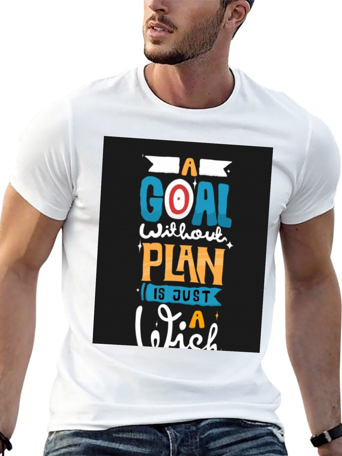 Black Motivational Goal Plan Black T-Shirt view 13