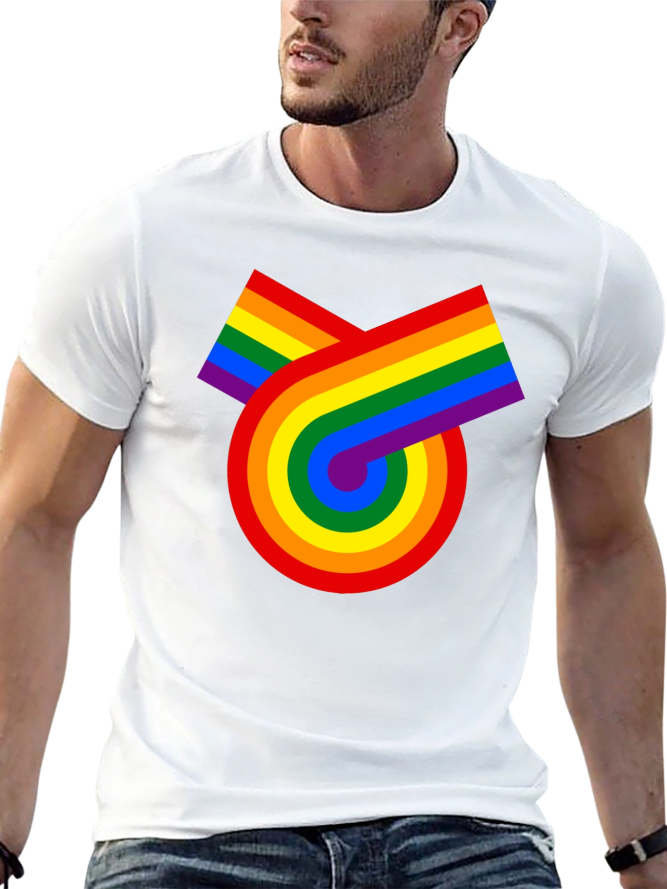 Black Retro Rainbow Graphic Tee - Pride Celebration view 13