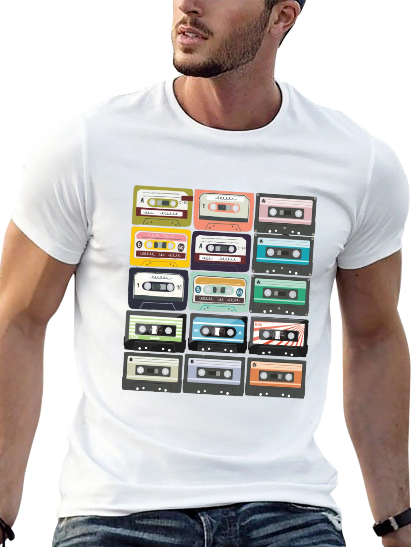 Black Retro Cassette Tape T-Shirt - Vintage Music Lover Tee view 13