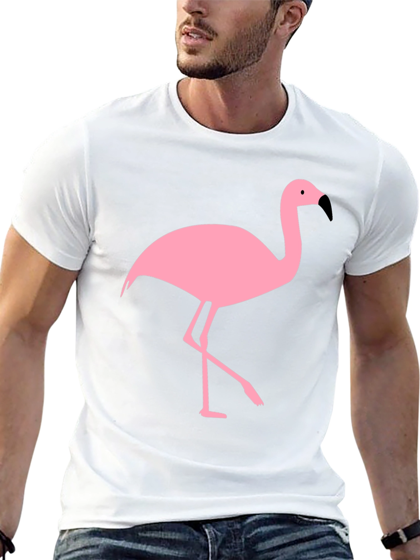 Black Black T-Shirt with Pink Flamingo Graphic view 13