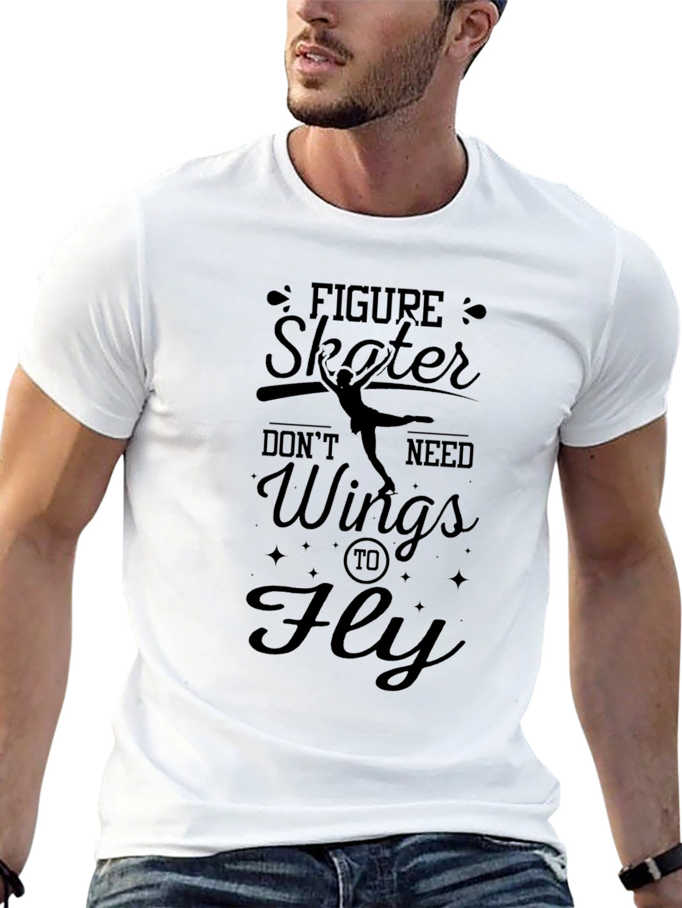 Black Figure Skater Wings T-Shirt - Fly High! view 13