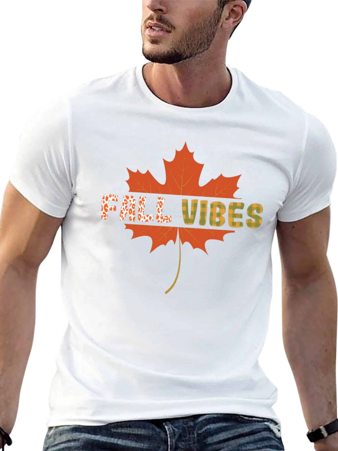 Black Fall Vibes Maple Leaf Graphic T-Shirt view 13