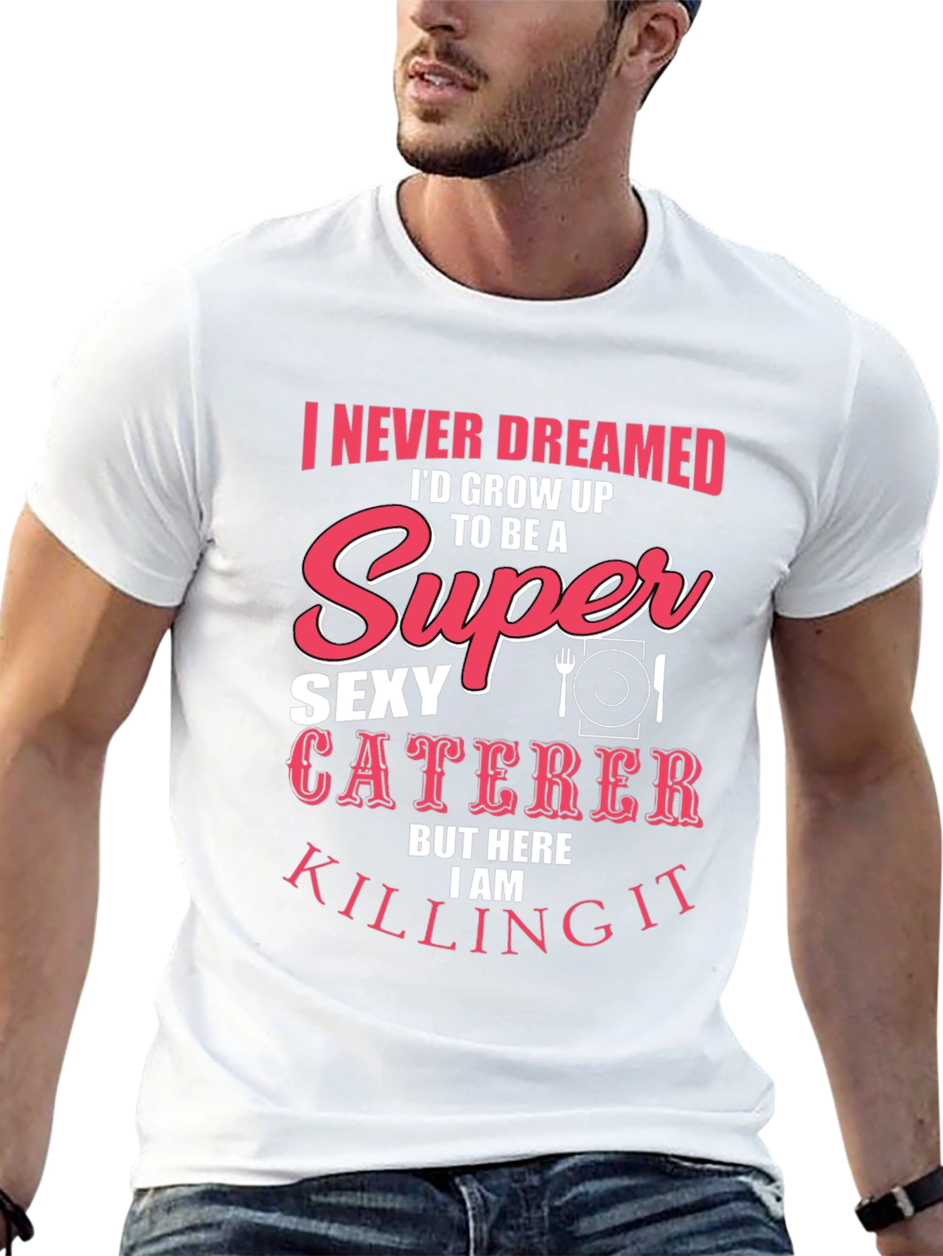 Black Funny Sexy Caterer T-Shirt view 13