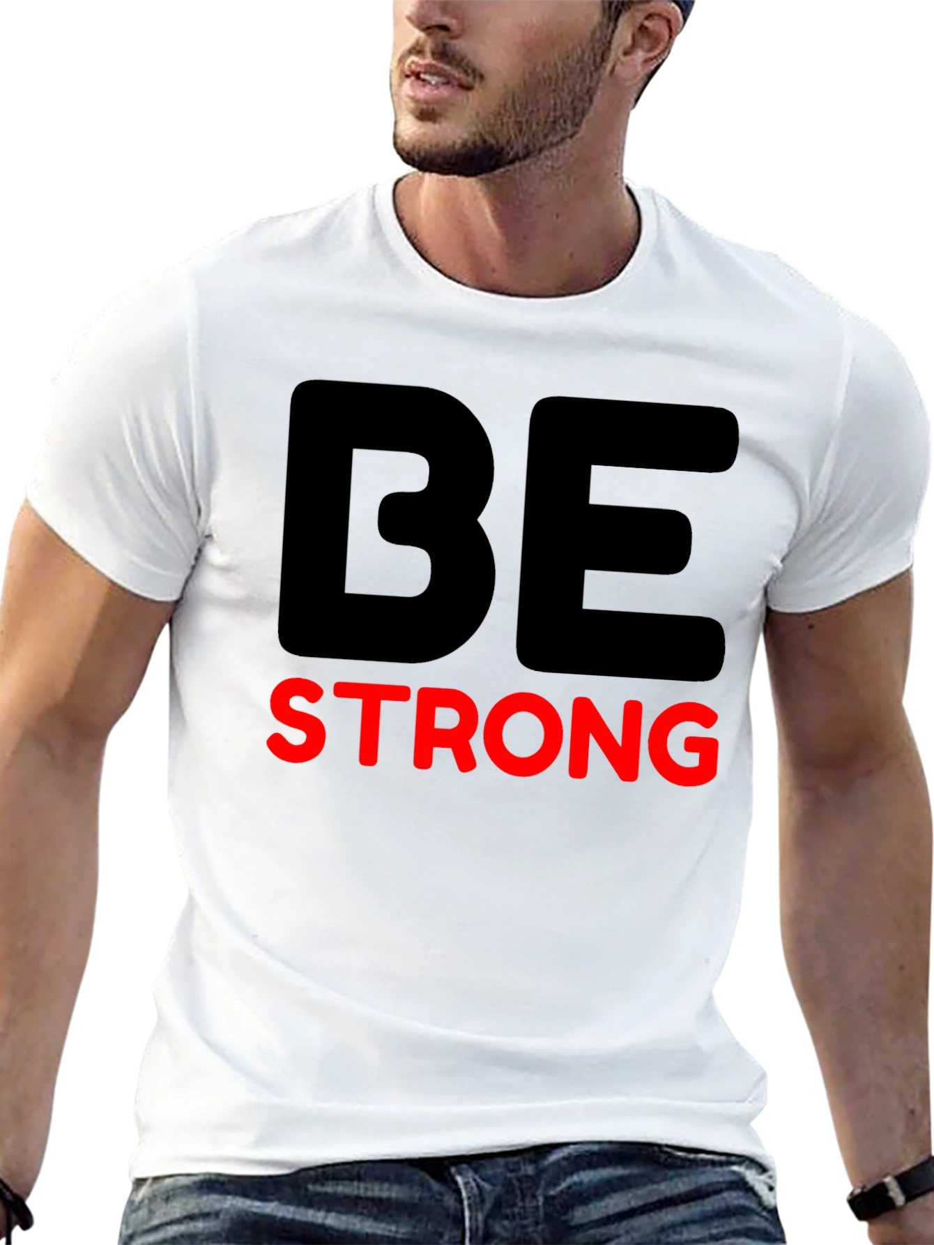 Black Be Strong Graphic Tee - Motivational T-Shirt view 13