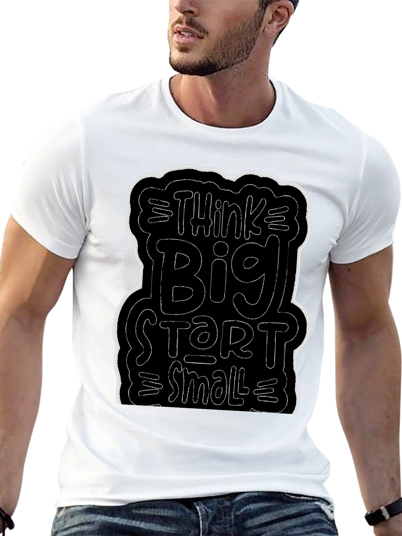 Black Think Big Start Small Black Graphic Tee view 13