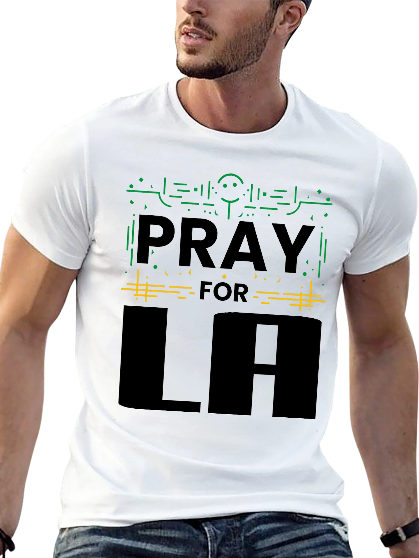 Black Pray for LA Black Graphic Tee - Comfort Fit view 13