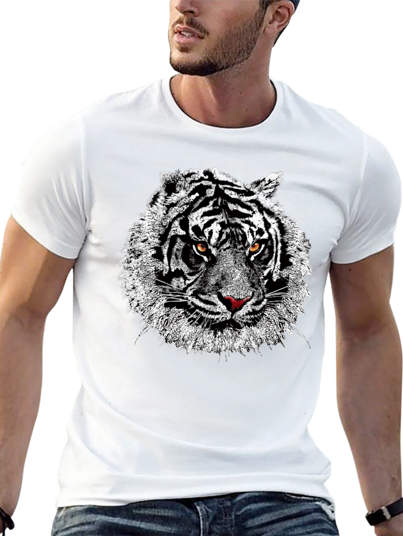 Black Tiger Graphic Print Black T-Shirt view 13
